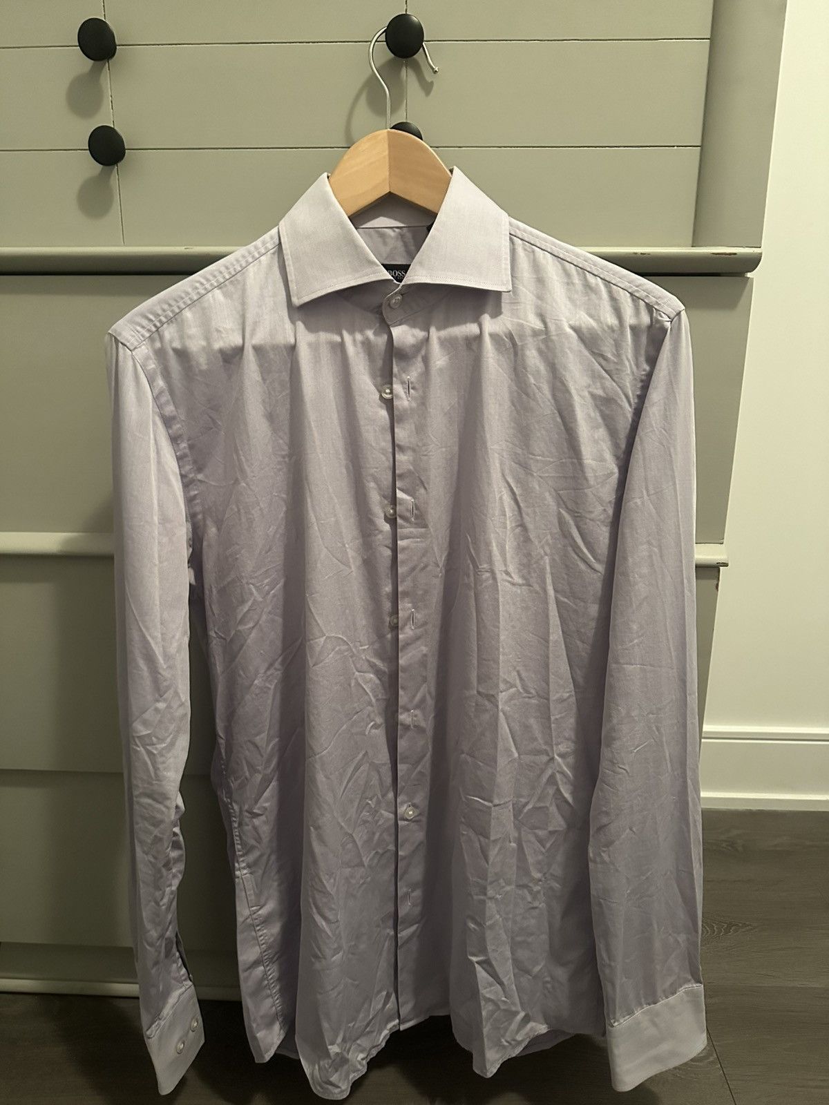Hugo Boss Jacquard Cotton Spread Collar (15.5/39) Size US M / EU 48-50 / 2 - 2 Thumbnail