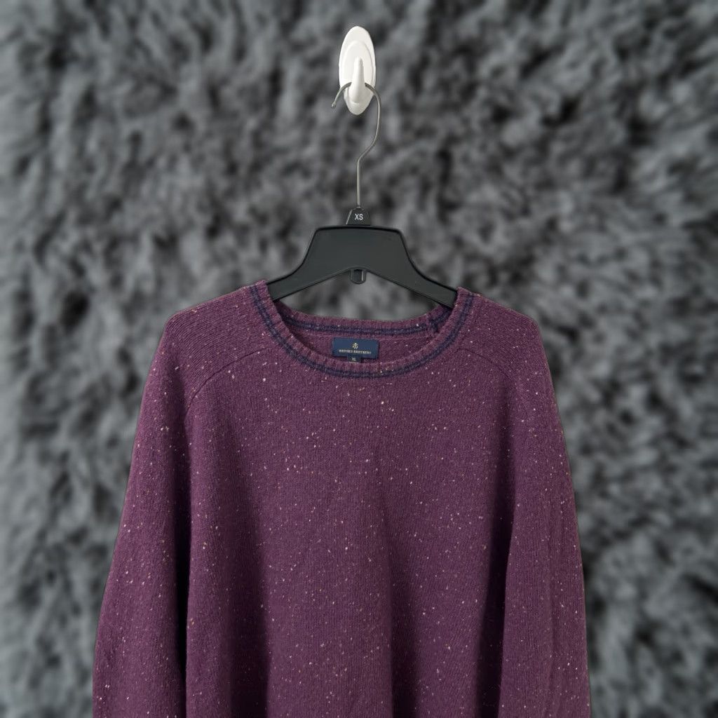 Brooks Brothers Brooks Brothers Sweater Mens XL Purple Lambswool Crewneck Pullover L/S, Tweed, Logo, Regular Fit Size US XL / EU 56 / 4 - 1 Thumbnail