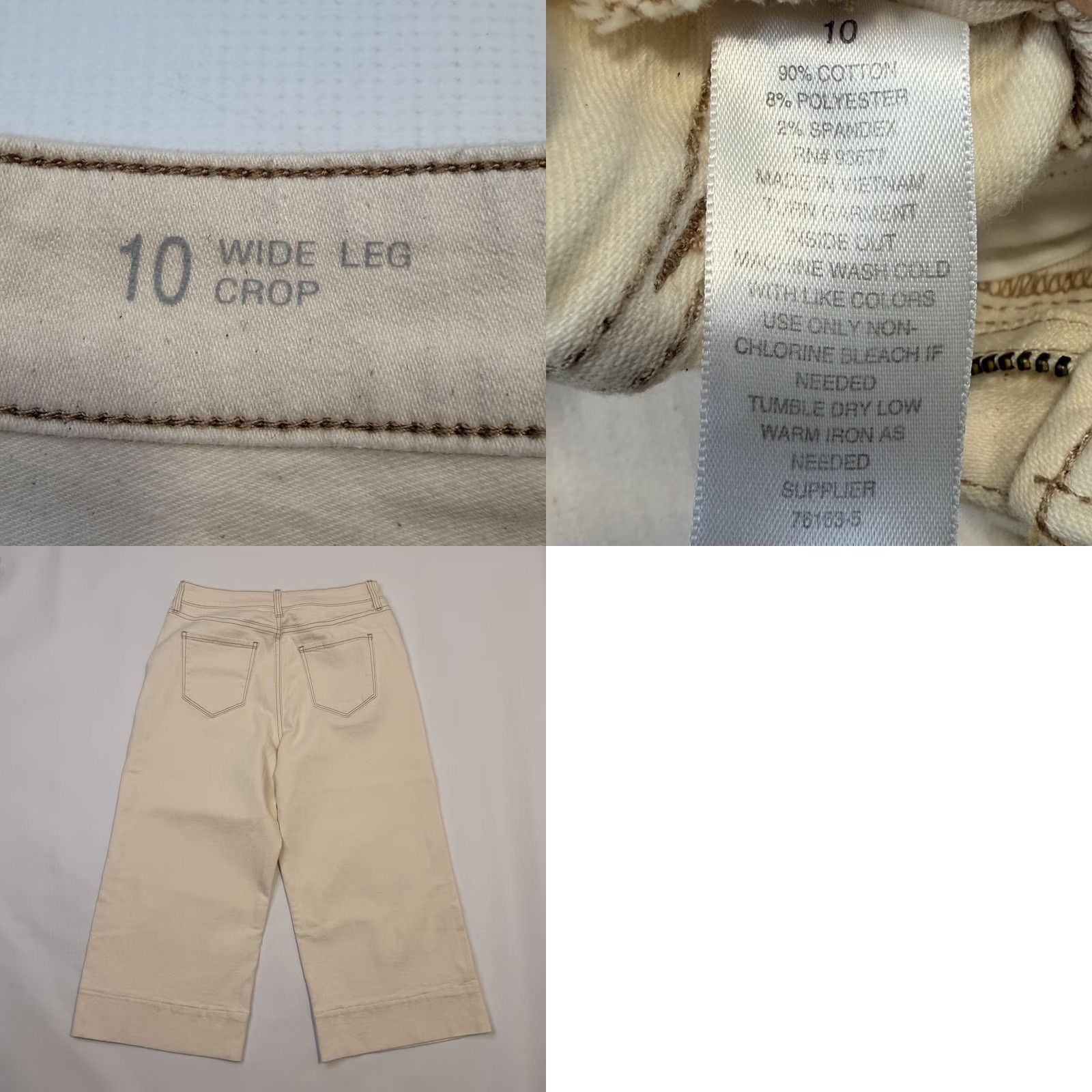 Vintage a.n.a Jeans Womens 10 White Light Wash Wide Leg Crop High Rise Stretch Denim Jeans Size 32" / US 10 / IT 46 - 8 Thumbnail