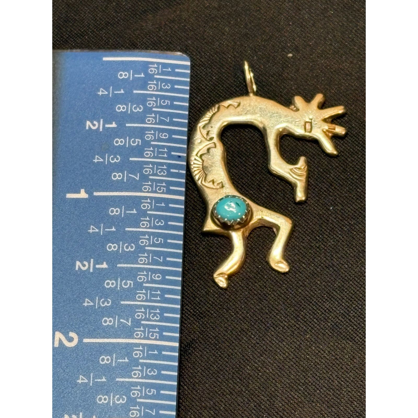 Other Vintage Sterling Silver Kokopelli Pendant Turquoise Accent Size ONE SIZE - 5 Thumbnail