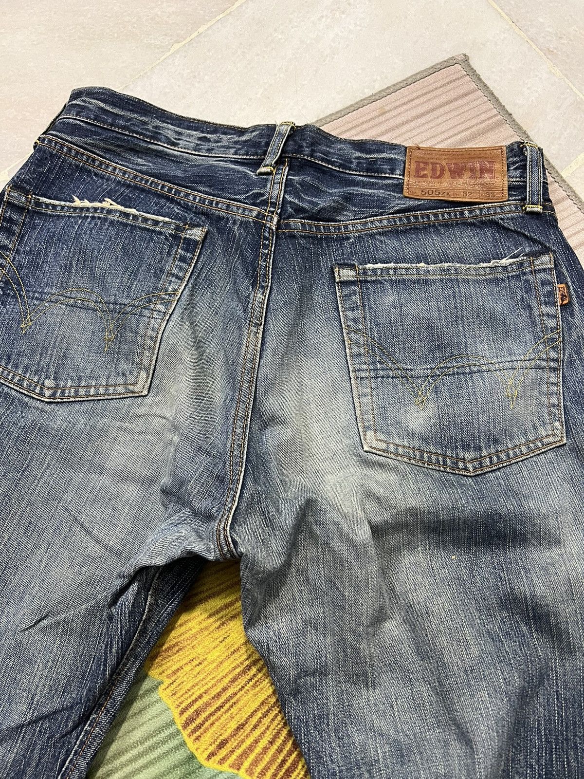 Edwin × Japanese Brand VINTAGE EDWIN 505zx SELVEDGE DISTRESSED DENIM Size US 33 - 10 Thumbnail