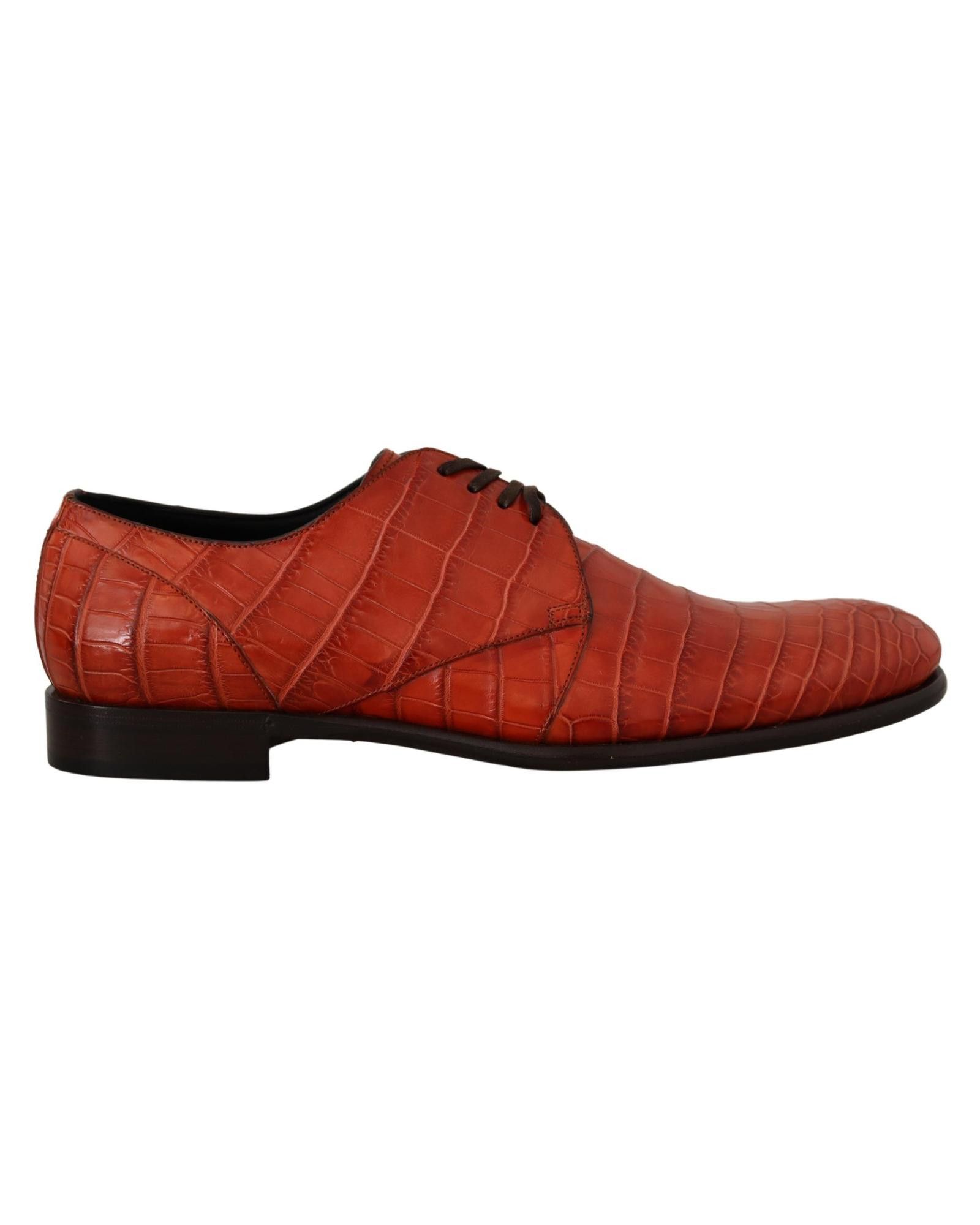 image of Dolce Gabbana Exotic Leather Dress Derby Shoes in Orange, Men's (Size 12)
