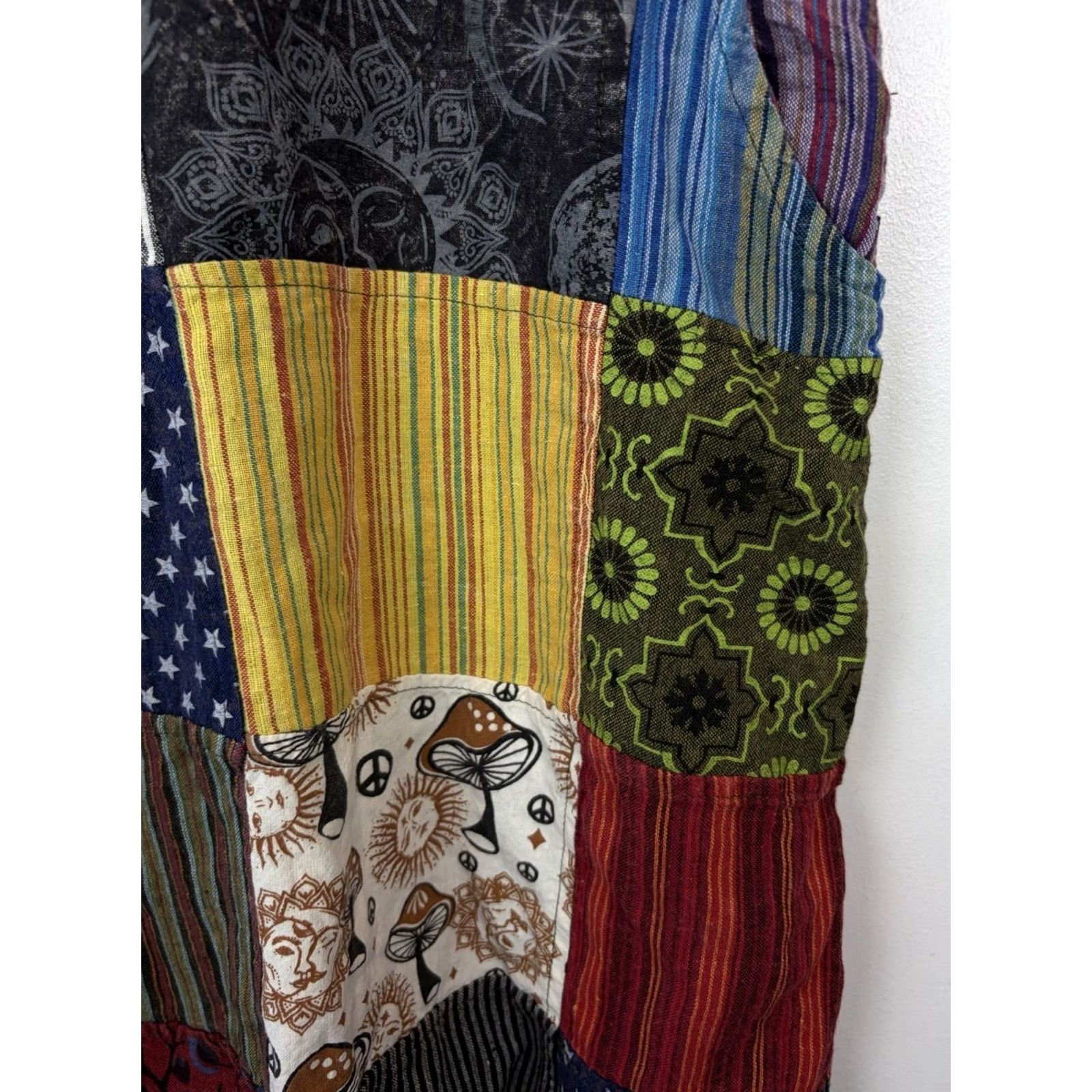 Vintage Rising International Dress S Midi Multi Bohemian Stars Patchwork Hippie Embroidered A-Line Women Regular Spring Summer Fall Knights? Size S / US 4 / IT 40 - 6 Thumbnail