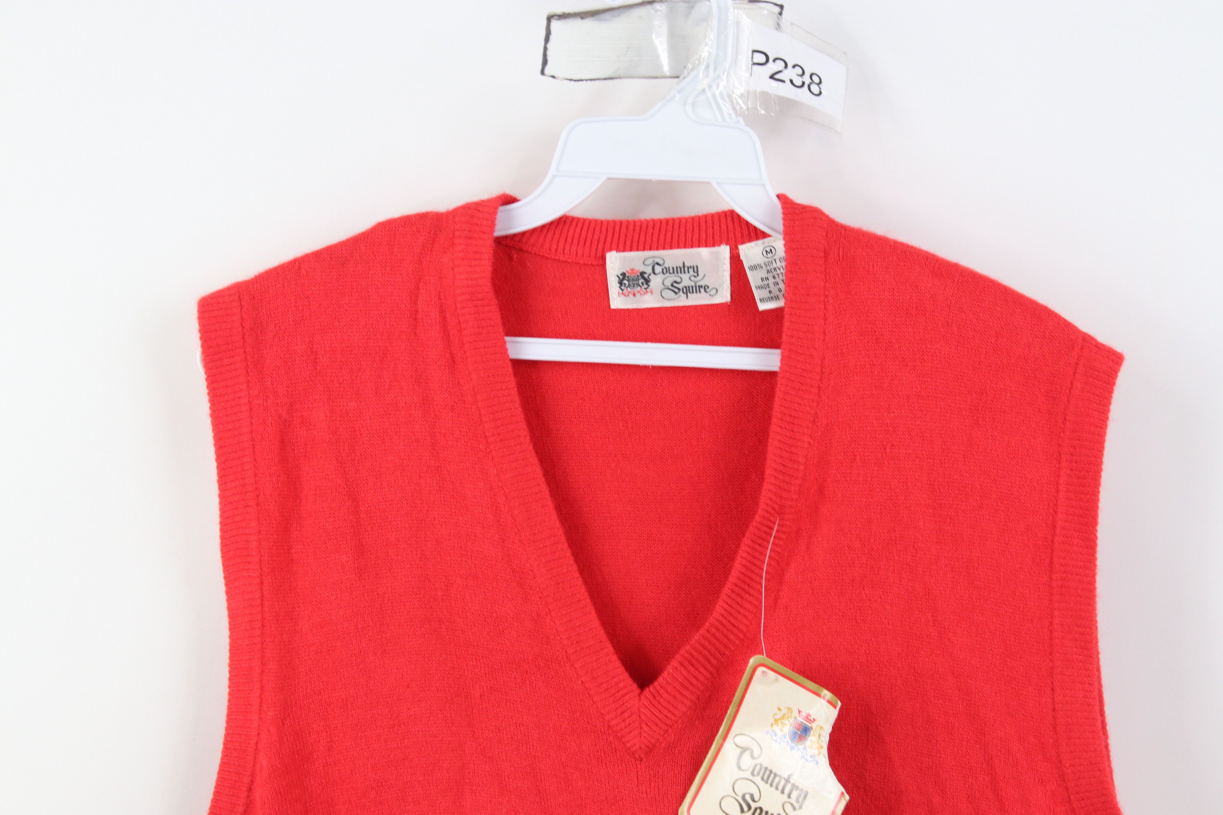 Vintage Deadstock Vintage 70s Soft Knit V-Neck Sweater Vest Red Size M / US 6-8 / IT 42-44 - 2 Thumbnail