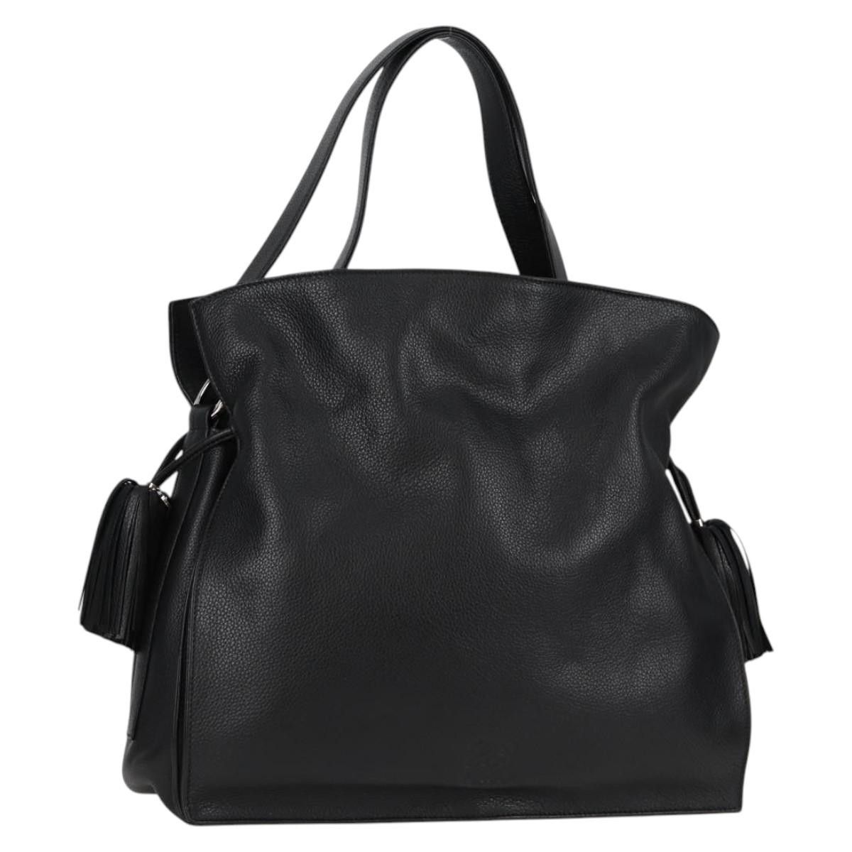 Loewe Anagram Shoulder Bag Leather Black Silver Auth 119597Am, Women's
