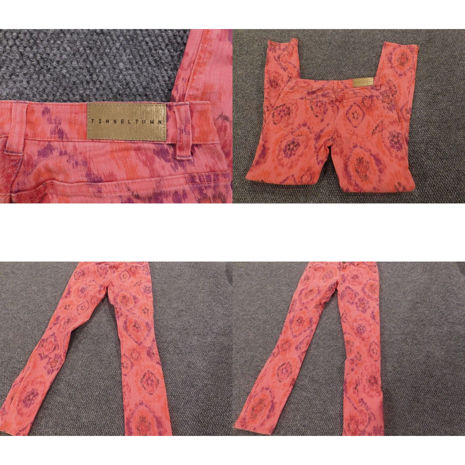 Vintage Tinseltown Jeans Womens 8 Pink Straight Designer Regular Stretch Denim Zipper 29in Inseam Size 29" - 8 Thumbnail