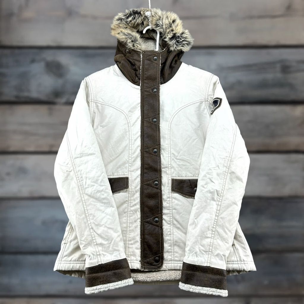 Vintage Kuhl Jacket Womens S Brown Parka Hooded Sherpa Fleece Arktik Zip Bomber Weathergear Full Zip Size S / US 4 / IT 40 - 1 Thumbnail
