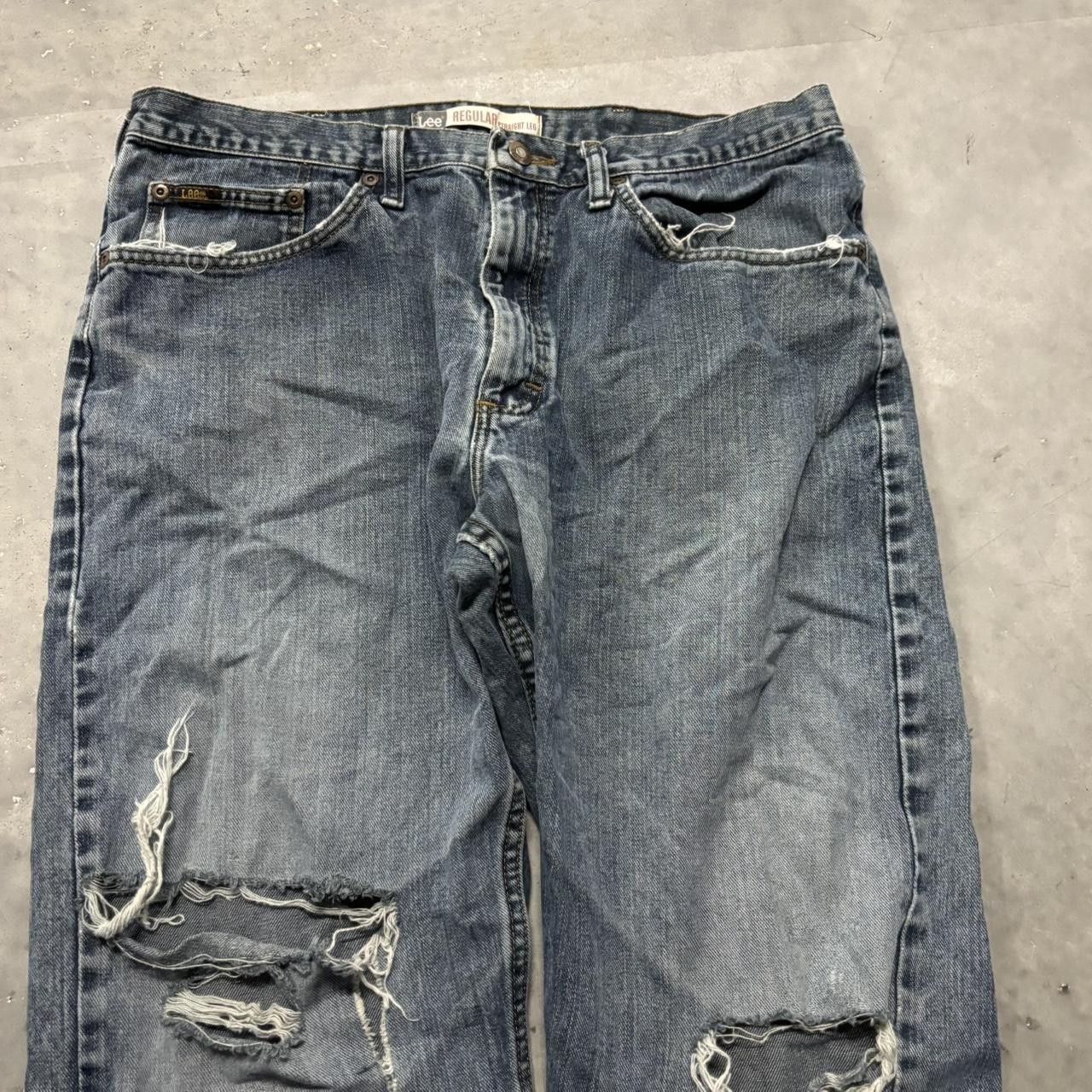 Japanese Brand × Vintage Crazy Vintage Y2K/2000s Grunge Dark Wash Distressed Skater Style Denim Jeans! Size US 36 / EU 52 - 5 Thumbnail