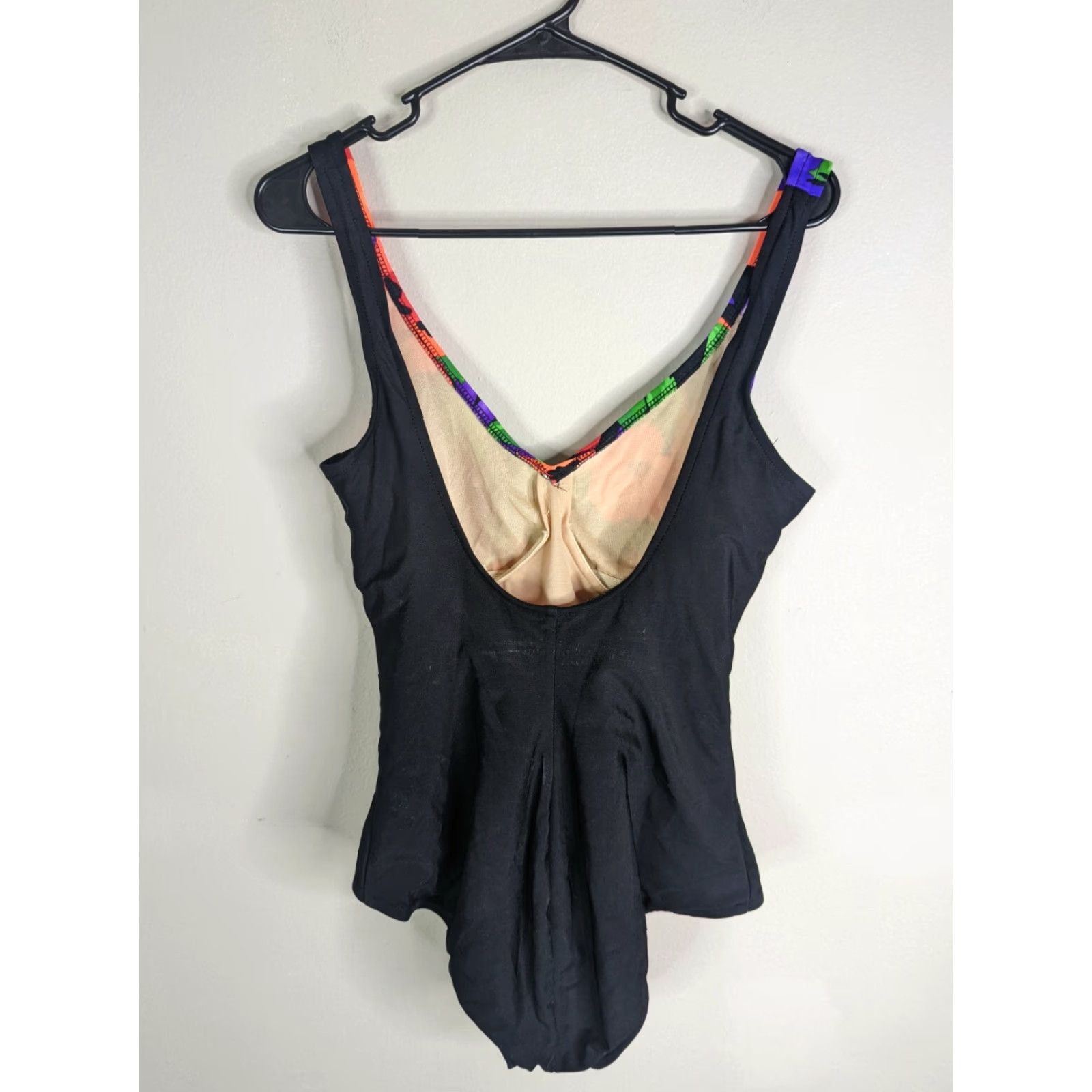 Vintage VINTAGE 90s One Piece Swimsuit Size 14 Large Black Floral S2W Neon High Leg Nike? Size ONE SIZE - 2 Thumbnail