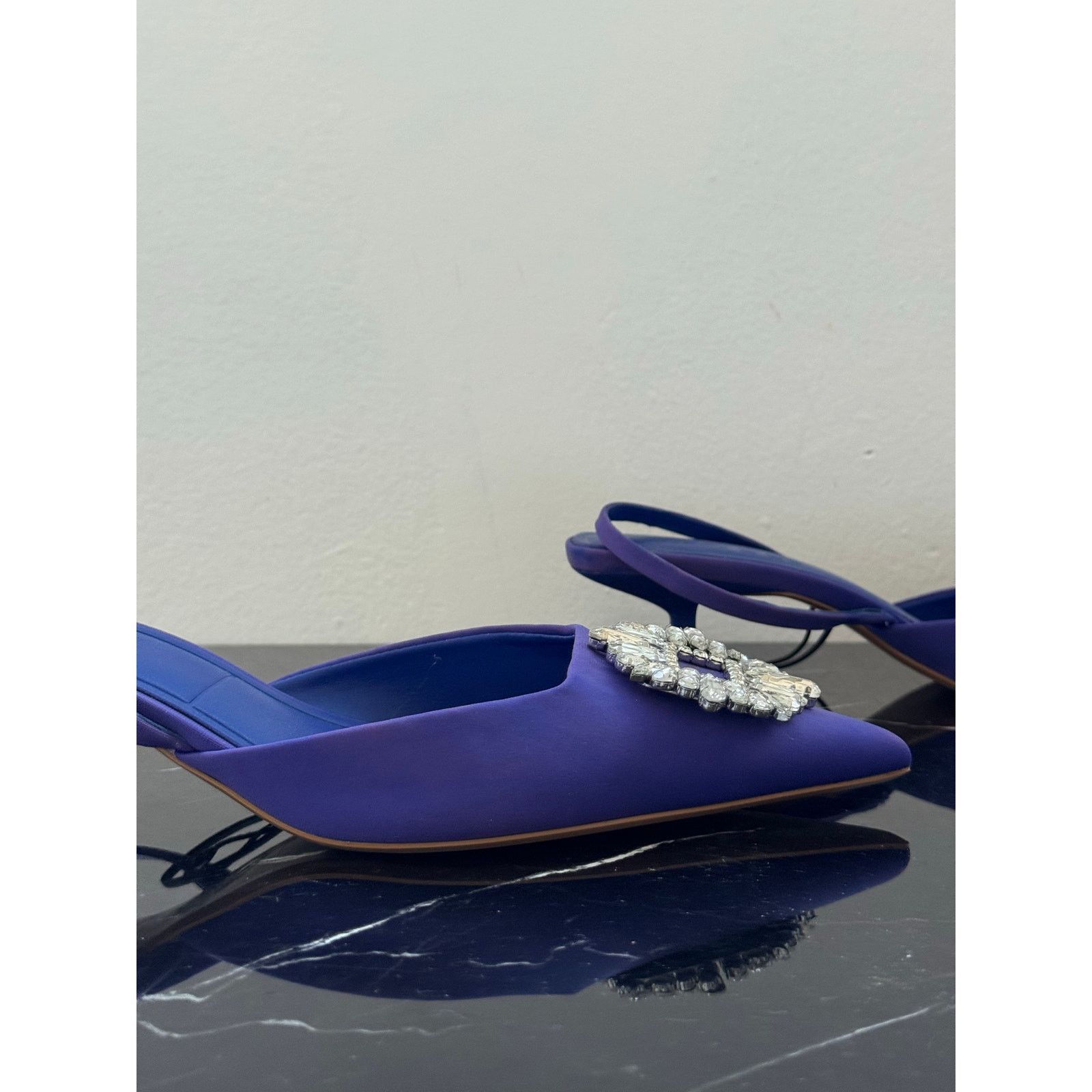 Zara ZARA Royal Blue Pointed Toe Slingback Kitten Heels Size US 9 / IT 39 - 6 Thumbnail