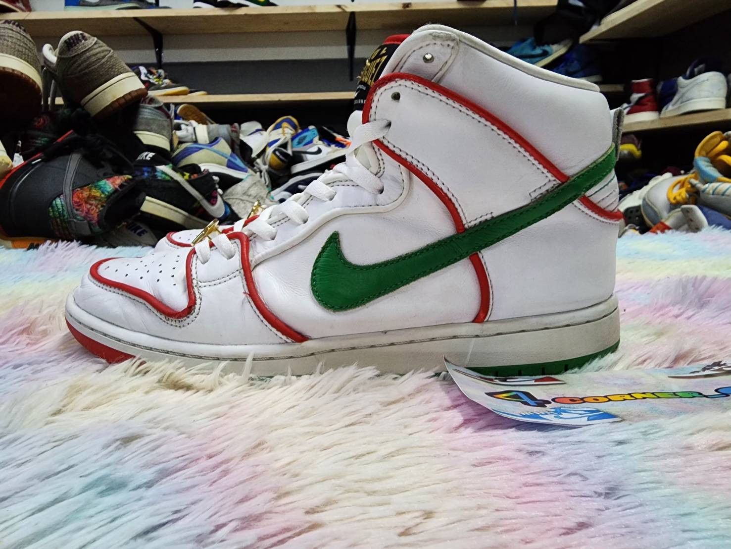 image of Nike Sb Dunk High Paul Rodriguez Shoes in Green White, Men's (Size 9.5)