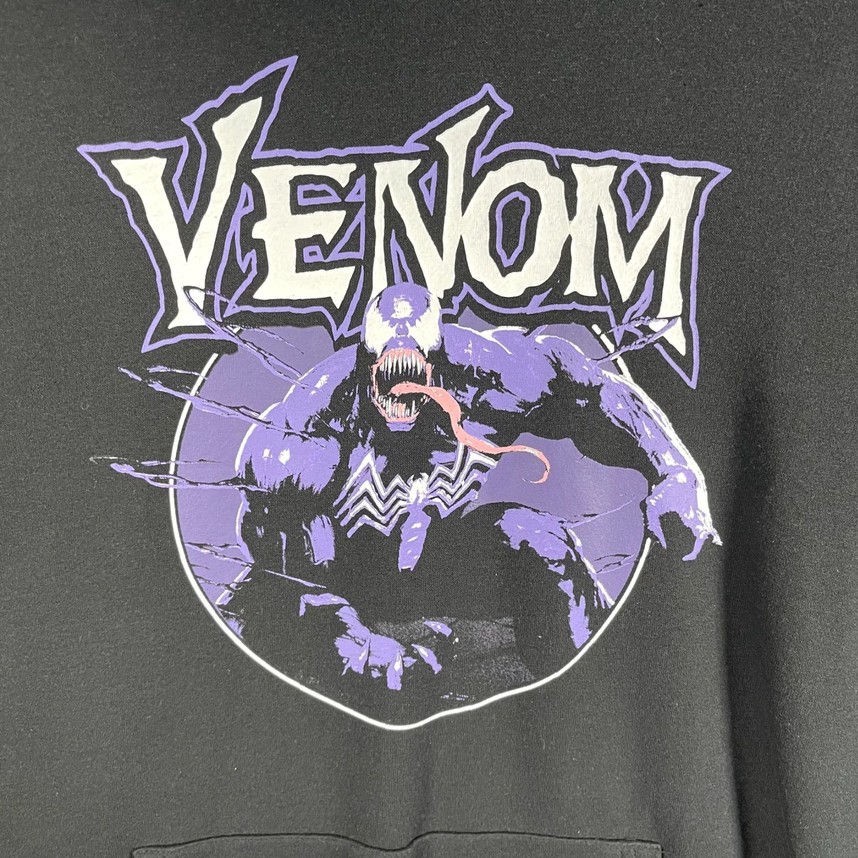 Vintage Marvel Venom Hoodie Mens M Black Graphic Pullover Sweatshirt Fleece Comic Pullover Hooded Pockets Crew Neck Long Sleeve Size US M / EU 48-50 / 2 - 3 Thumbnail