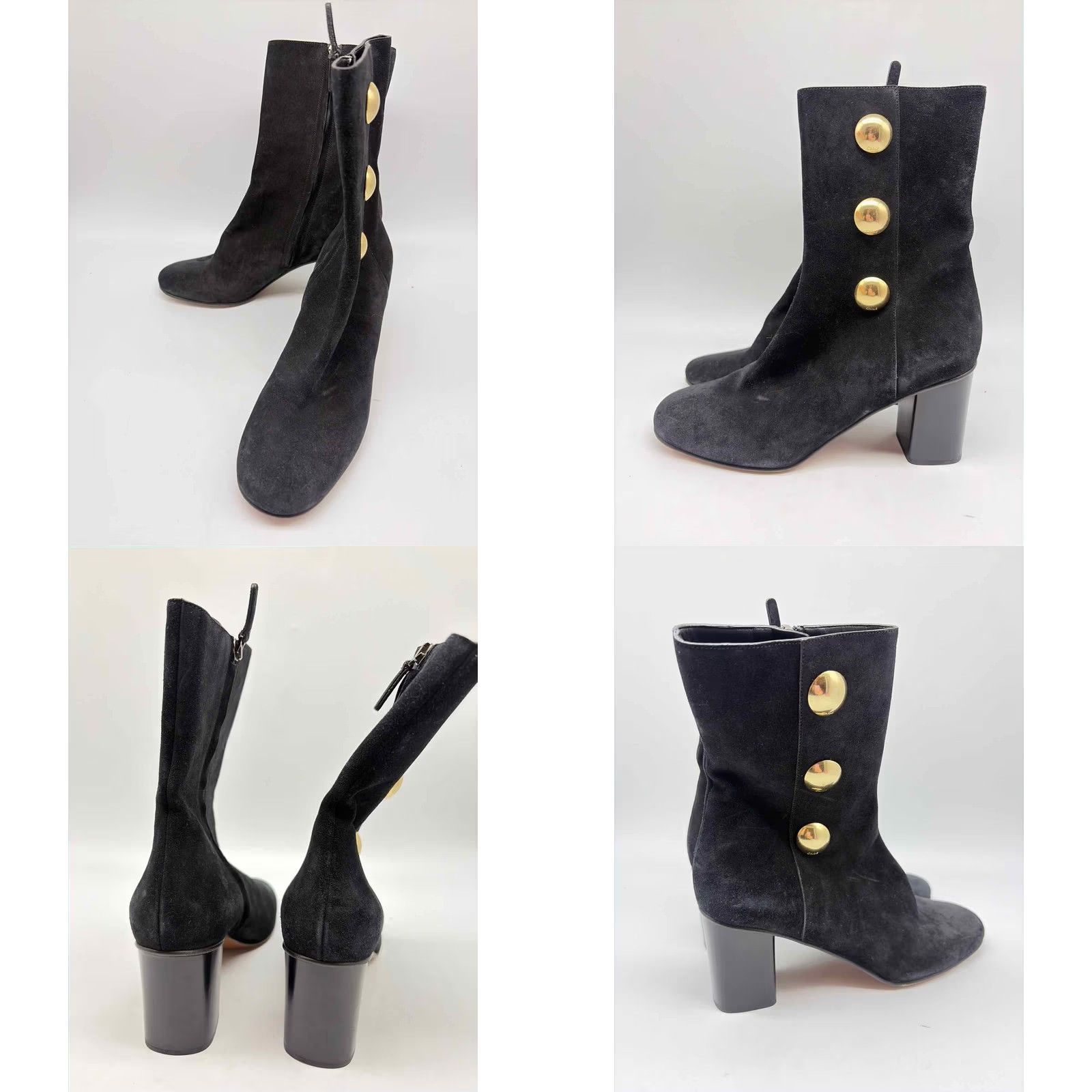 Vintage Chloe Ankle Boots Size 8.5 Black Suede Pre-Owned Size US 9 / IT 39 - 8 Thumbnail