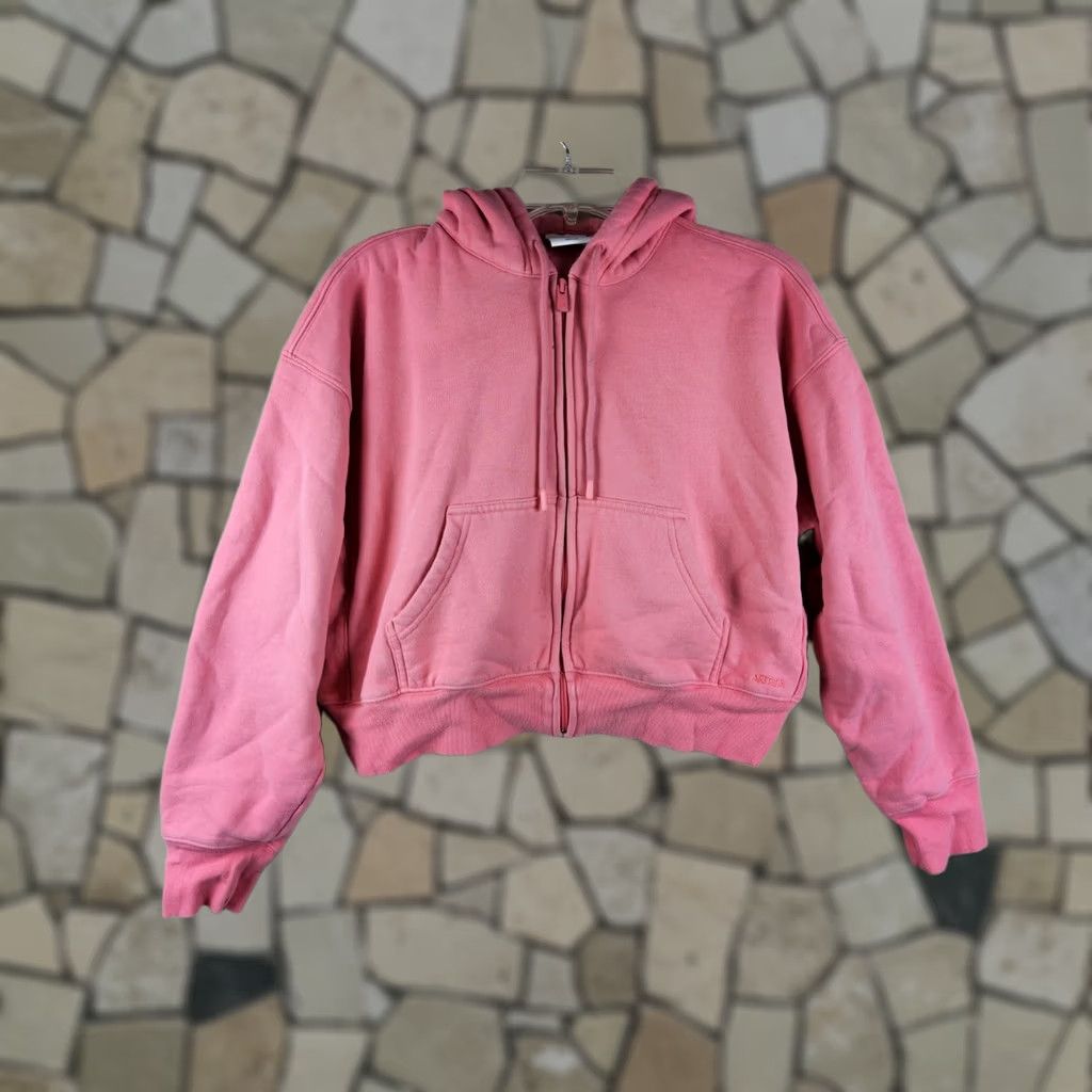 Aritzia Aritzia Hoodie Womens Pink Size M Cropped Sweatfleece Boyfriend Fit Full Zip Hooded Pockets Oversized Size M / US 6-8 / IT 42-44 - 1 Thumbnail