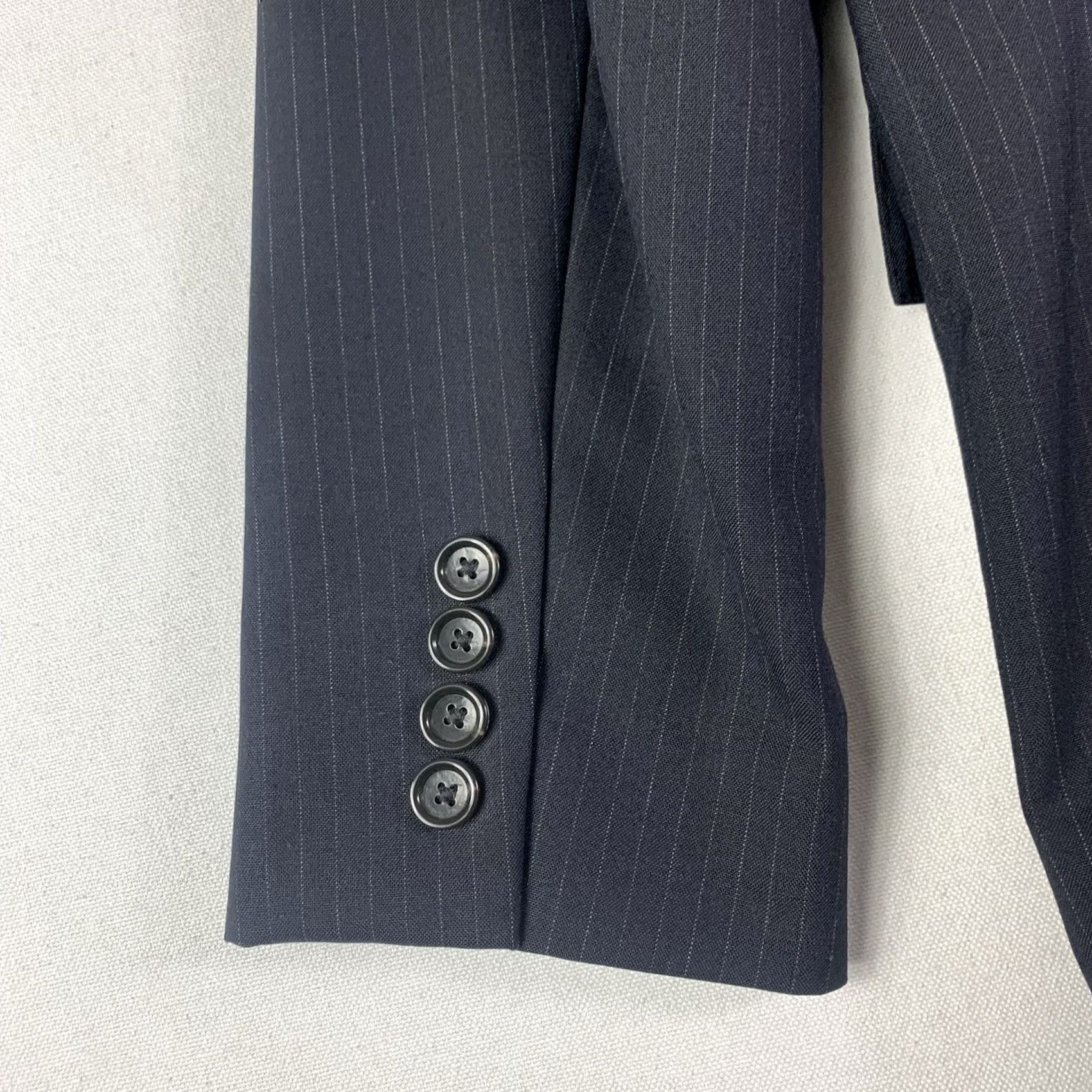 J.Crew J.CREW Ludlow Suit Jacket Men 40R Slim Super 120 Wool Black Pinstripe Notch Lapel Two-Button Single-Breasted Regular Fit Dress Coat Jacket Size 40R - 7 Thumbnail