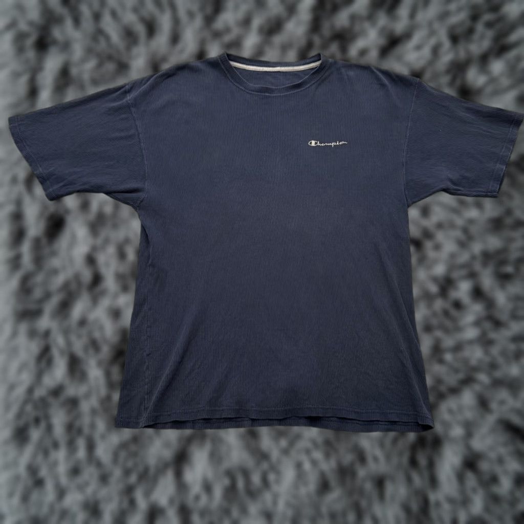 Champion Champion Shirt Mens Large Blue Ribbed Embroidered Crewneck Casual Tee Size US L / EU 52-54 / 3 - 1 Thumbnail