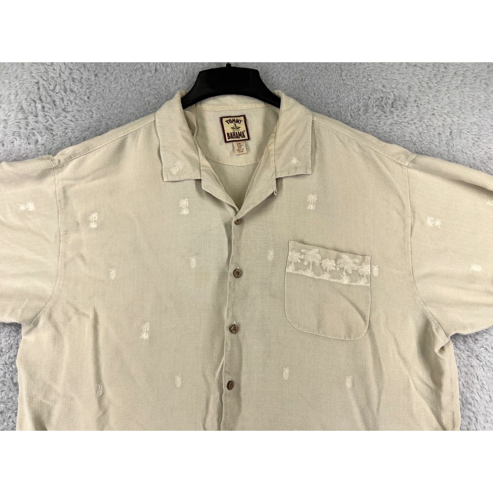Tommy Bahama VINTAGE: Tommy Bahama Shirt Men 2XL Beige Palm Tree Hawaiian Button Up Camp 100% Silk Size US XXL / EU 58 / 5 - 5 Thumbnail