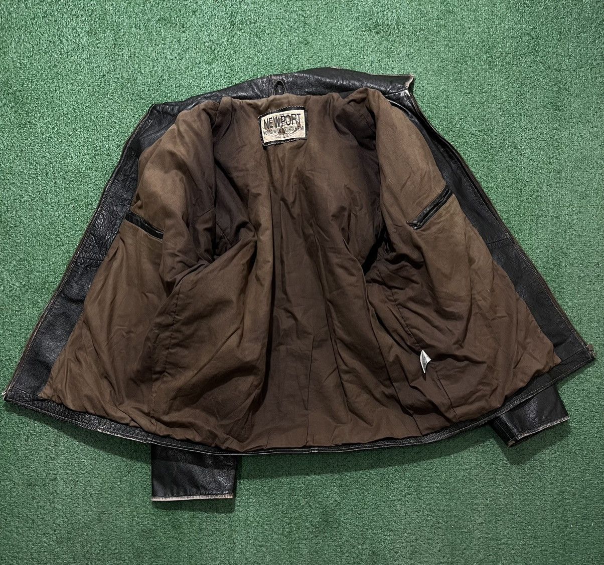 Leather × Vintage Real Leather Jacket Vintage 90s Genuine Newport Size US L / EU 52-54 / 3 - 3 Thumbnail
