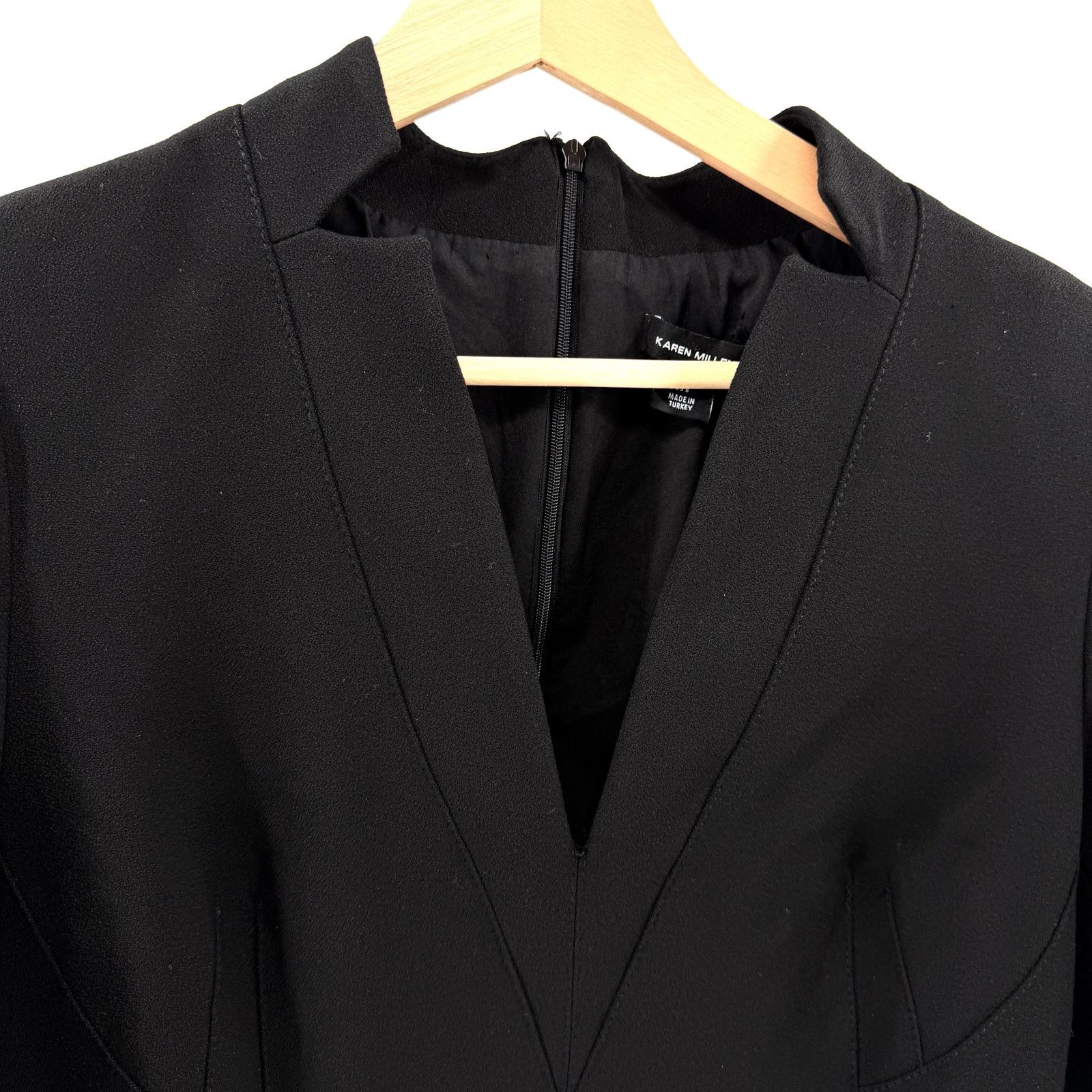 Karen Millen Black Structured Bodice Pockets Tapered Leg Jumpsuit Size 30" / US 8 / IT 44 - 2 Thumbnail