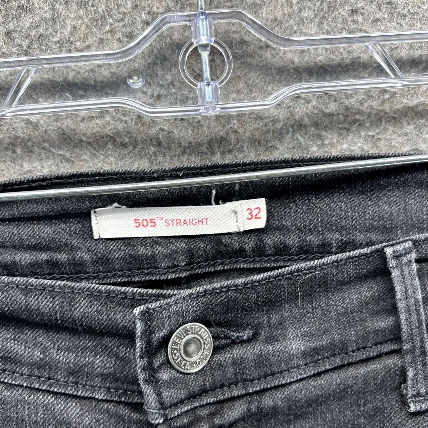 Levi's Levi's 505 Jeans Mens 32x34 Black Straight Leg Mid Rise Denim Stretch Jeans Straight Leg Mens Black 505 Size US 32 / EU 48 - 4 Thumbnail