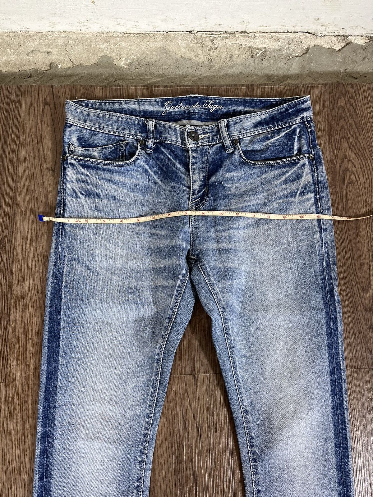 GOSTAR DE FUGA Gostar de Fuga Slim Fit Faded Denim Jeans Size US 31 - 13 Thumbnail