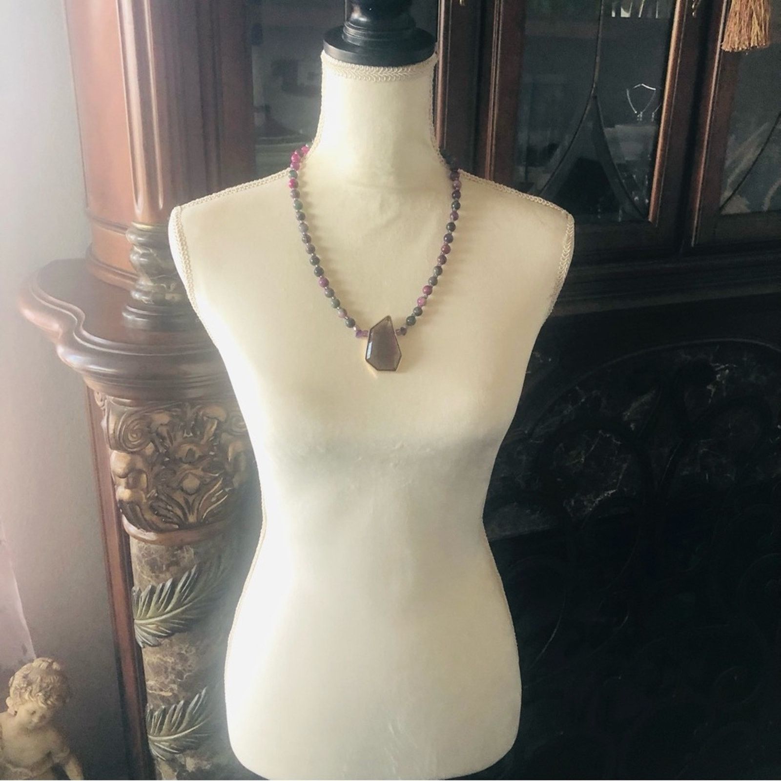 Handmade Handcrafted genuine ruby in zoisite topaz pendant necklace Size ONE SIZE - 5 Thumbnail