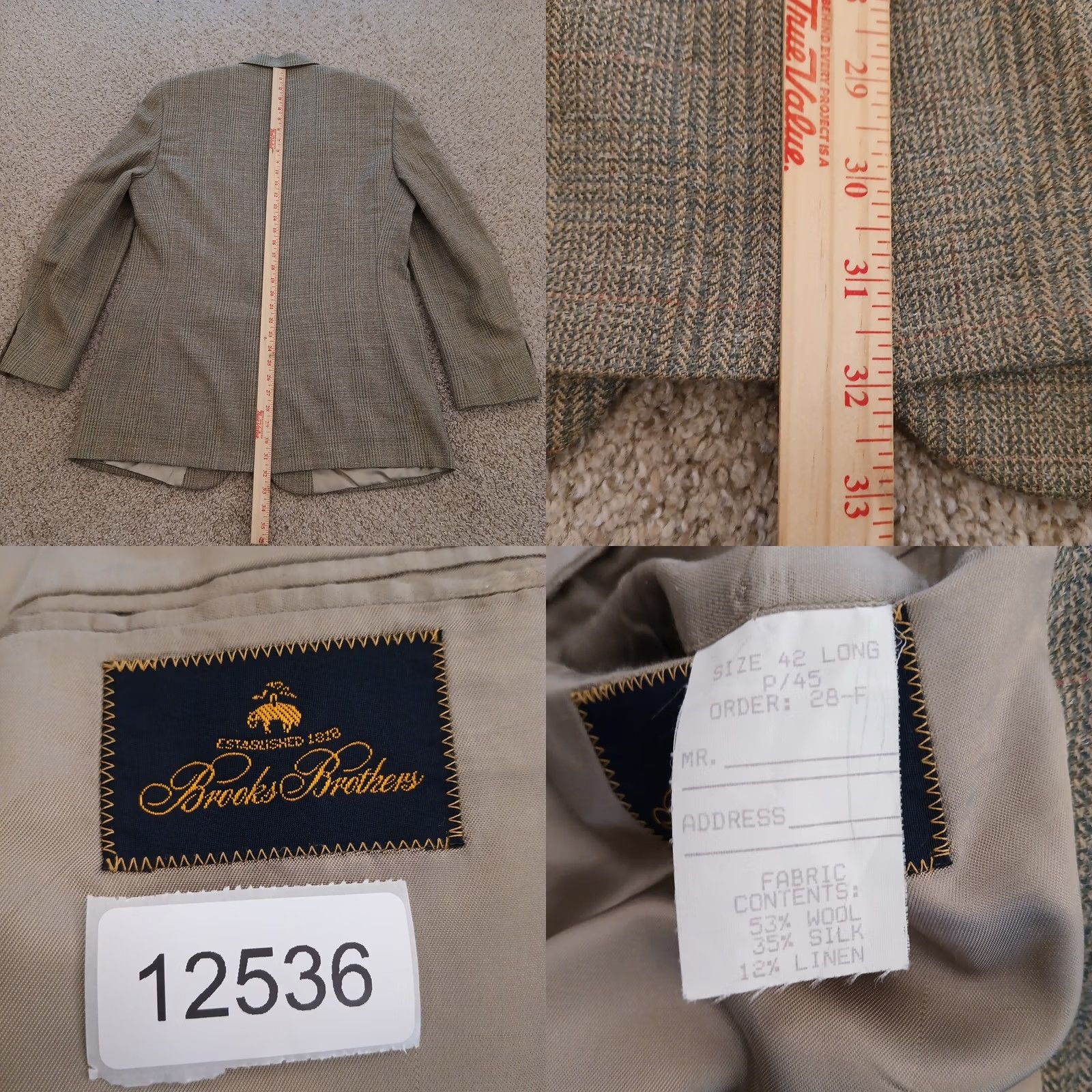 Brooks Brothers Brooks Brothers Blazer Mens 42 Long Green Plaid Single-Breasted Two-Button Notch Lapel Vintage No Size 42R - 8 Thumbnail