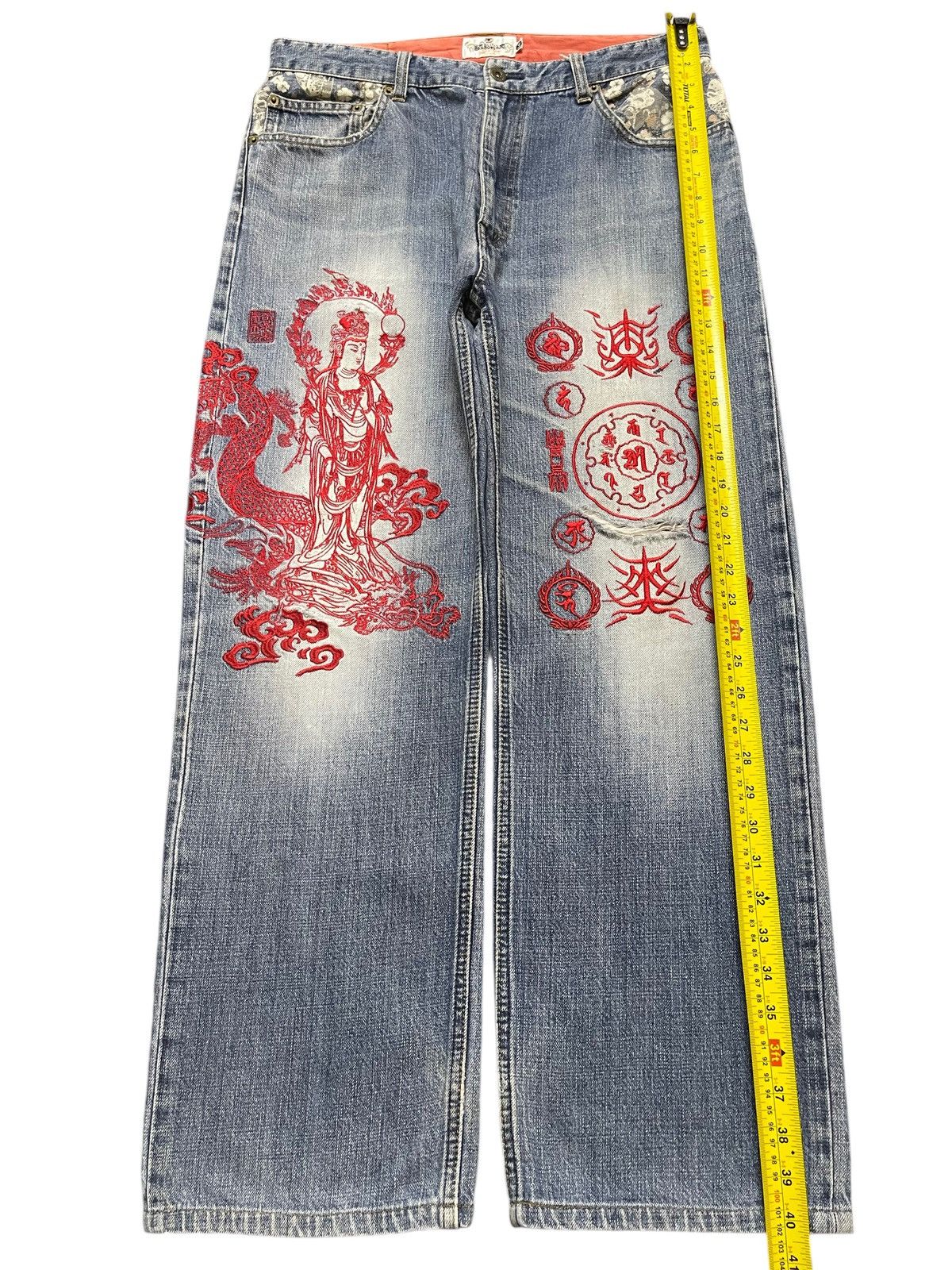 Karakuri Tamashii Vintage Japan Karakuri Tamashi Buddha Dragon Embroidered Size US 33 - 18 Thumbnail