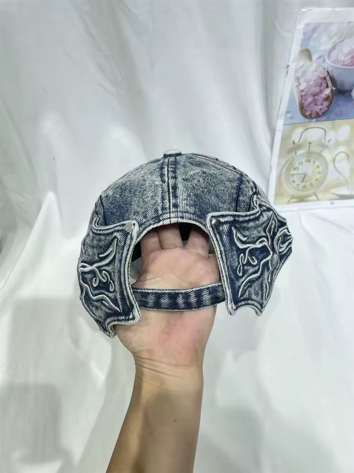 Japanese Brand Washed Blue Denim Dragon Punk Baseball Cap Size ONE SIZE - 5 Thumbnail