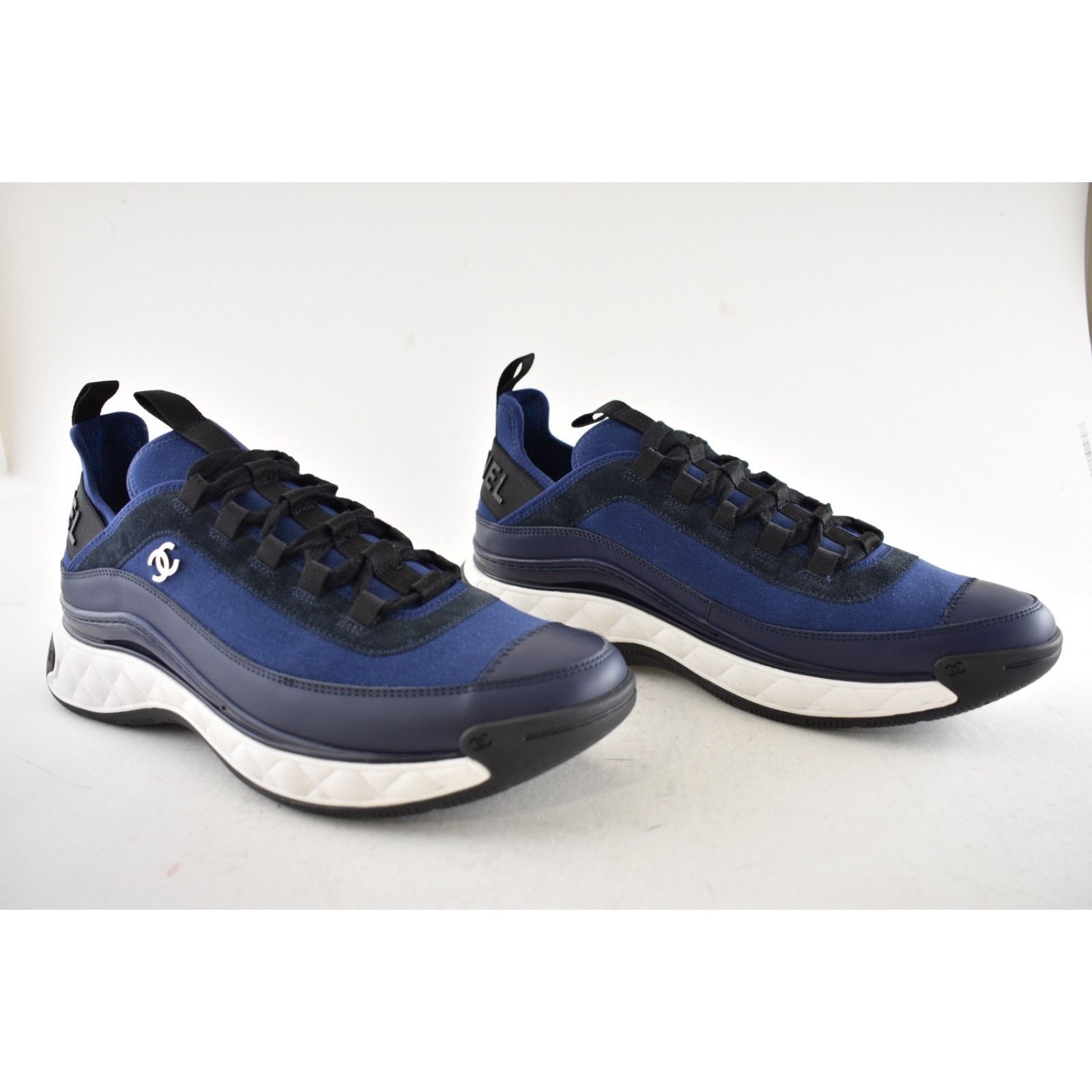 Chanel Chanel 20C Mens Blue Black White CC Logo Lace Up Low Size US 11 / EU 44 - 6 Thumbnail