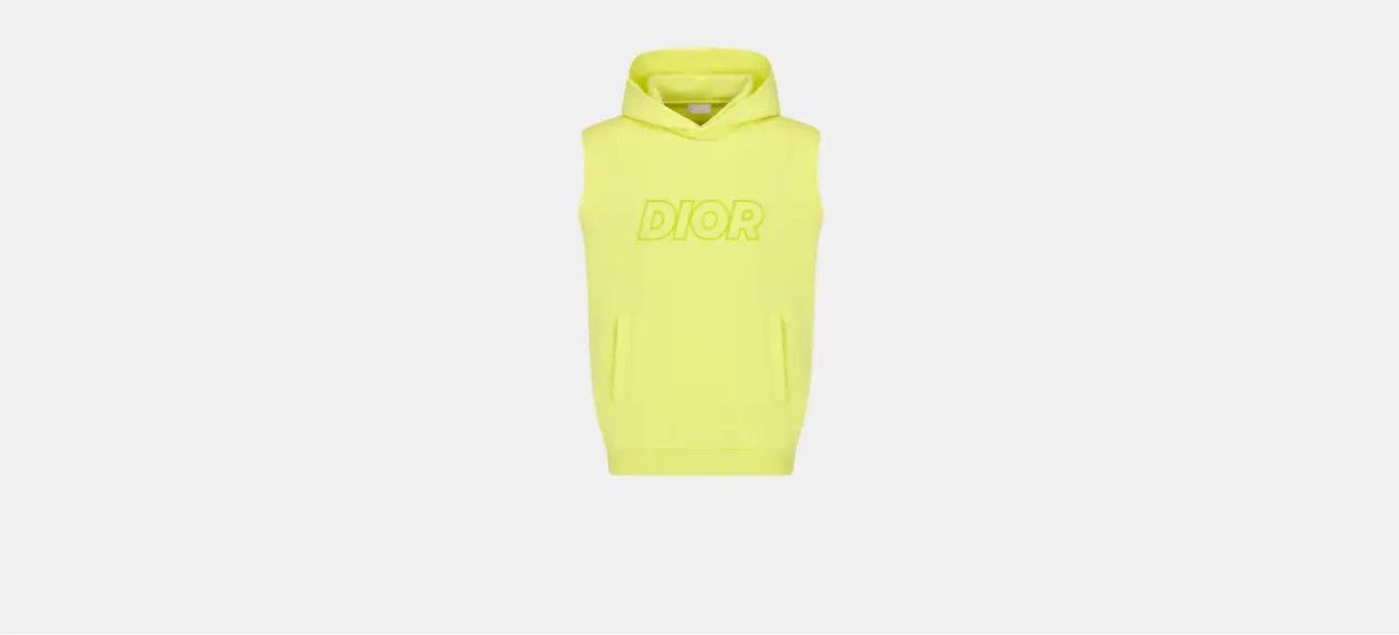 Dior Oversized Sleeveless Hooded Sweatshirt Yellow Cotton-Blend Fleece Size US XL / EU 56 / 4 - 1 Thumbnail