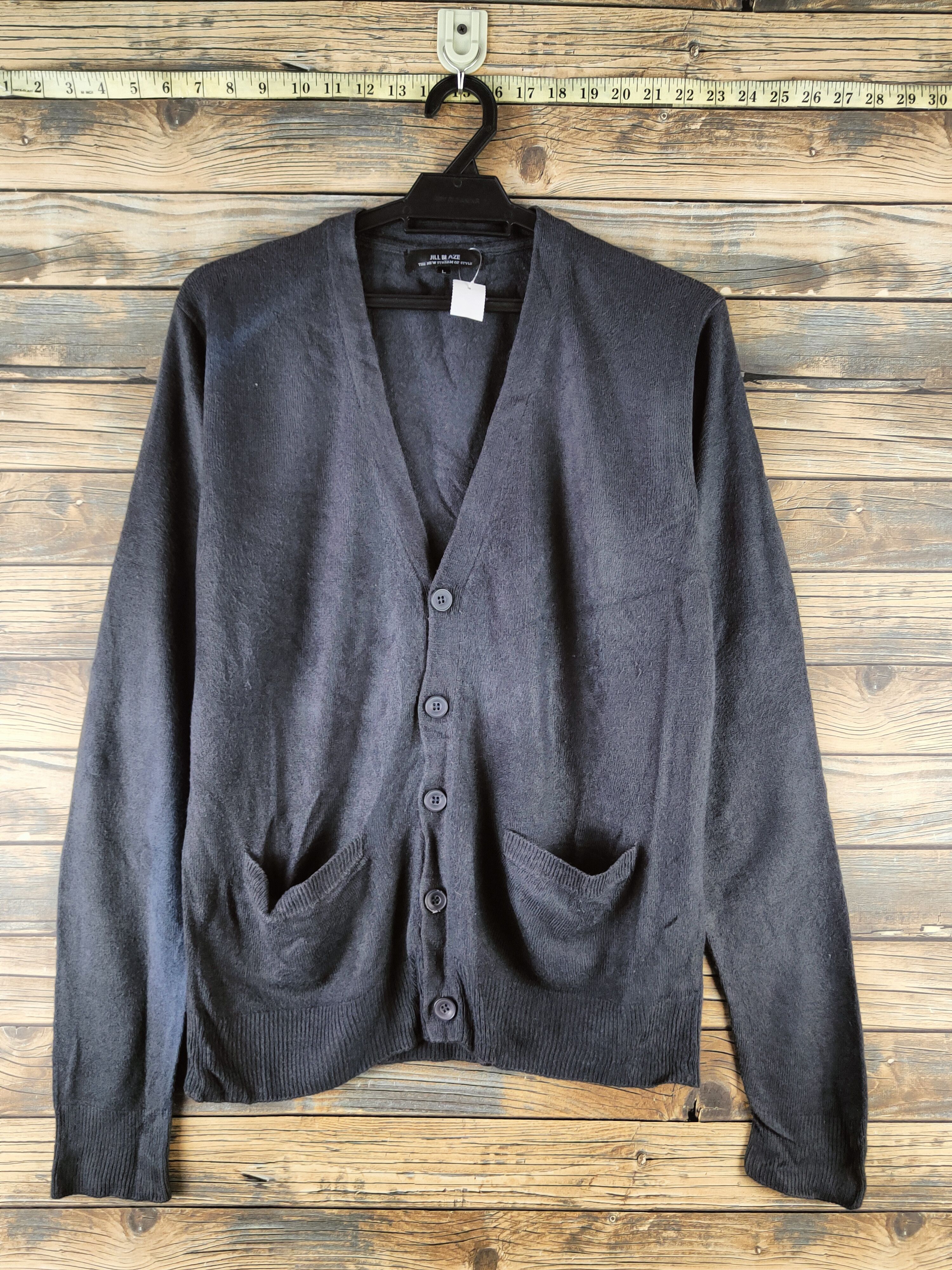 Japanese Brand DL Jill Blaze Dark Gray Knitwear Cardigan #46-948 Size L / US 10 / IT 46 - 1 Thumbnail
