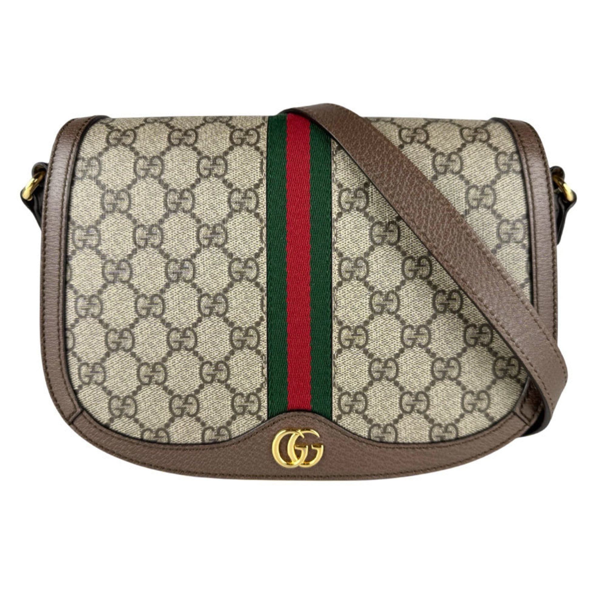 Gucci Ophidia Shoulder Bag In GG Supreme Canvas, Brown, Women's, 601044, , Z8835