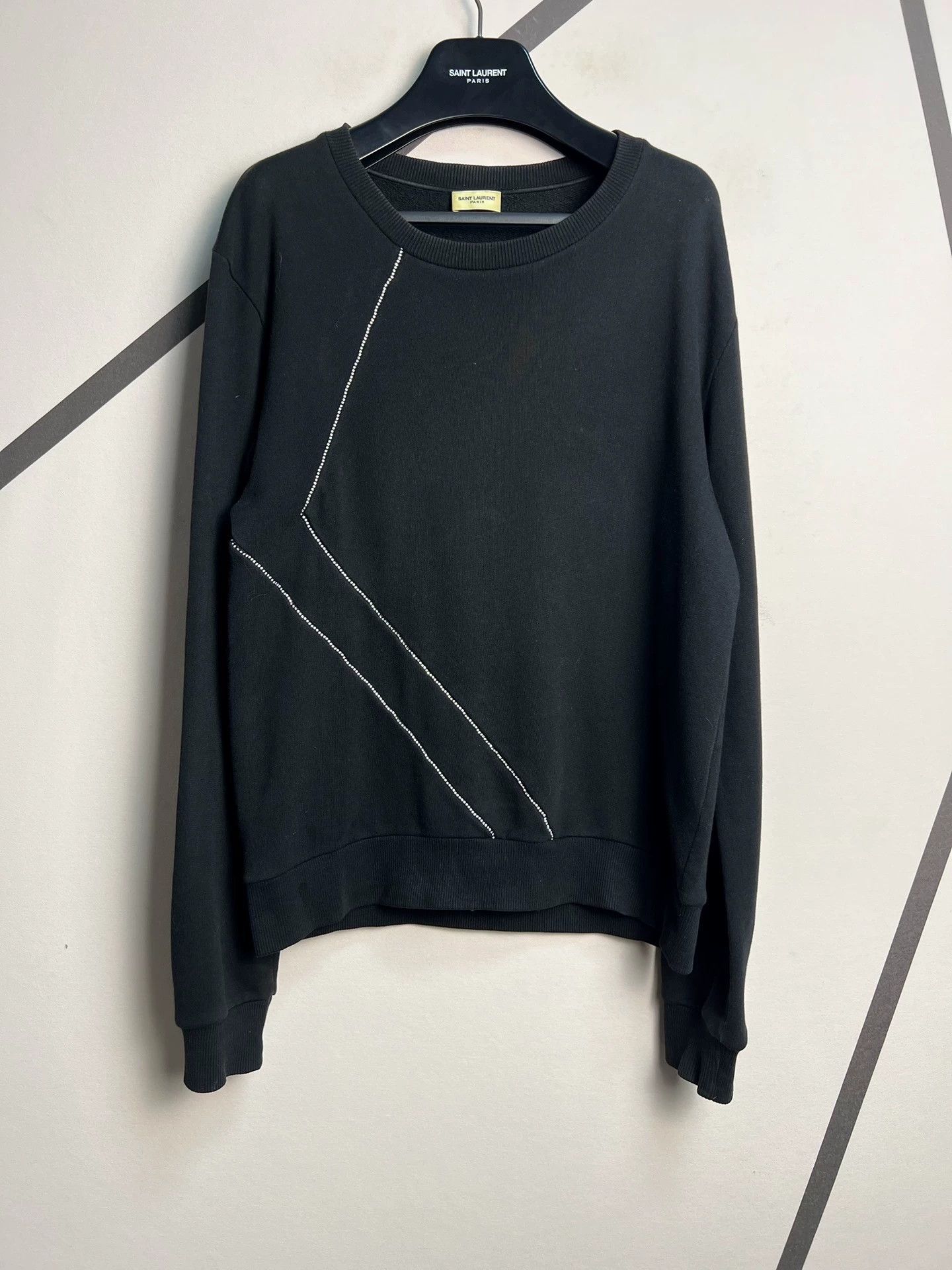 Saint Laurent Paris Authentic Saint Laurent black rhinestone sweatshirt Size US M / EU 48-50 / 2 - 1 Thumbnail