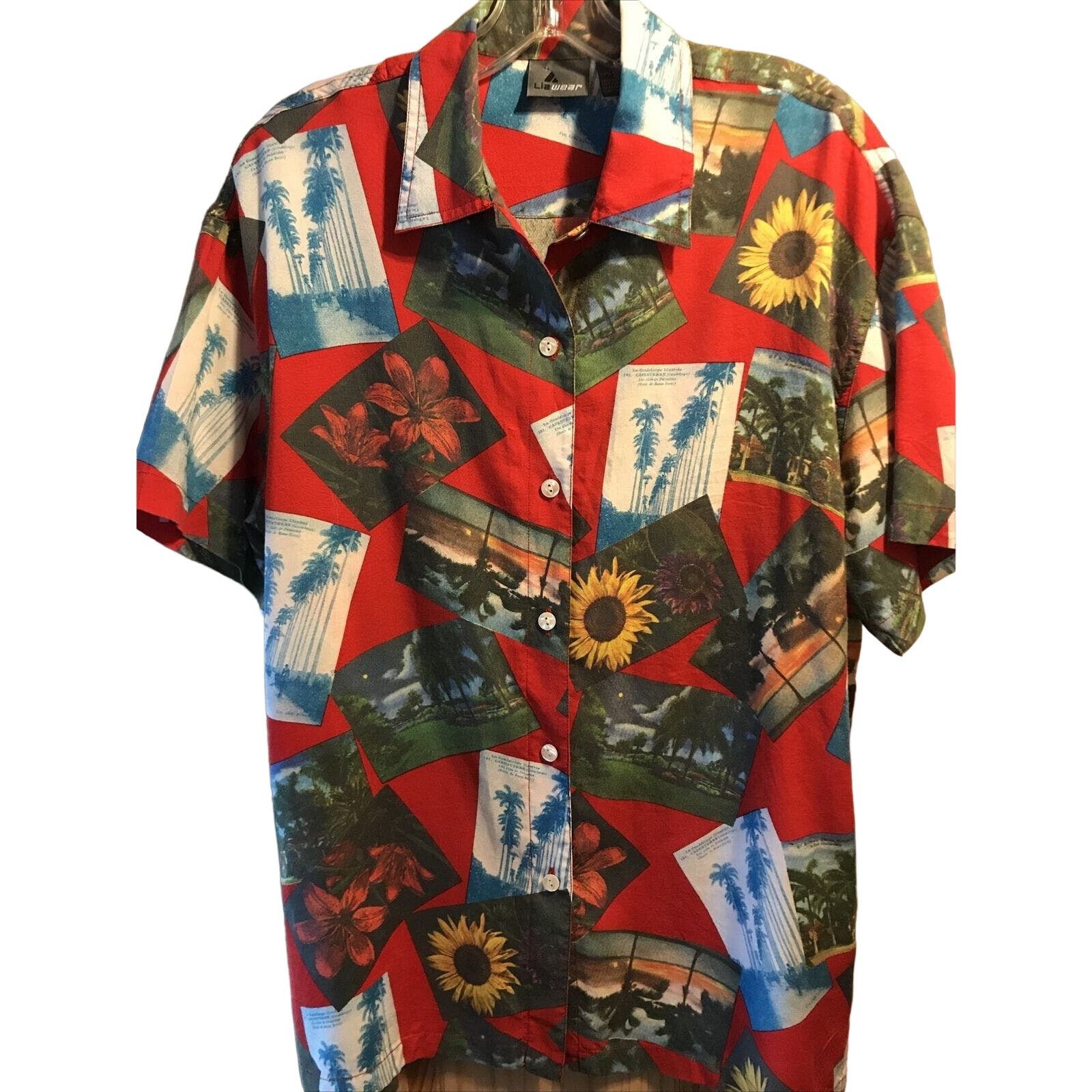 Other Lizwear Men M Red Photo Print SS Button Rayon Hawaiian Shirt Size US M / EU 48-50 / 2 - 1 Thumbnail