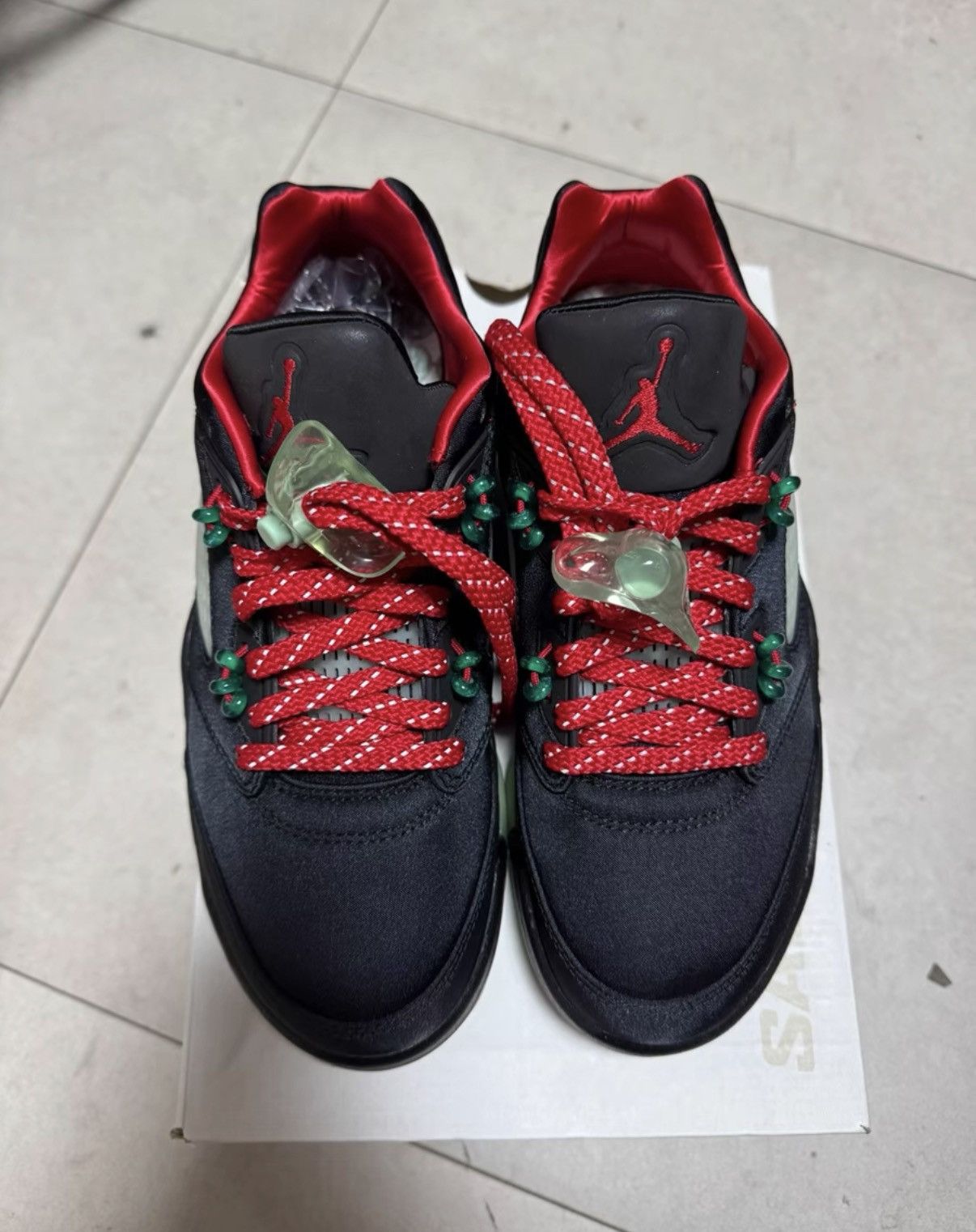 Nike CLOT x Nike Air Jordan 5 Jade, Black & Red K37 Size US 8.5 / IT 38.5 - 2 Thumbnail