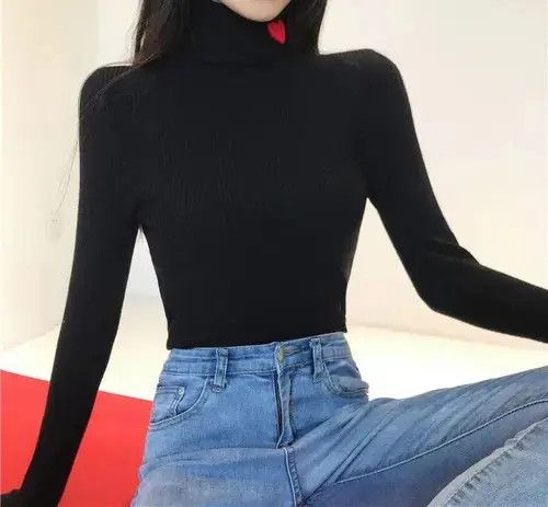 Japanese Brand Women Turtleneck Knit Warm Sweaters Size ONE SIZE - 3 Thumbnail