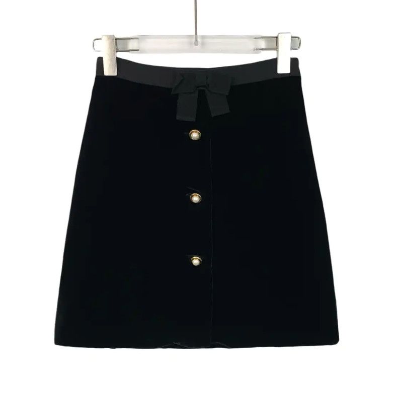Miu Miu Miu Miu Black Midi Skirt with Buttons 0089 Size 23" - 1 Thumbnail