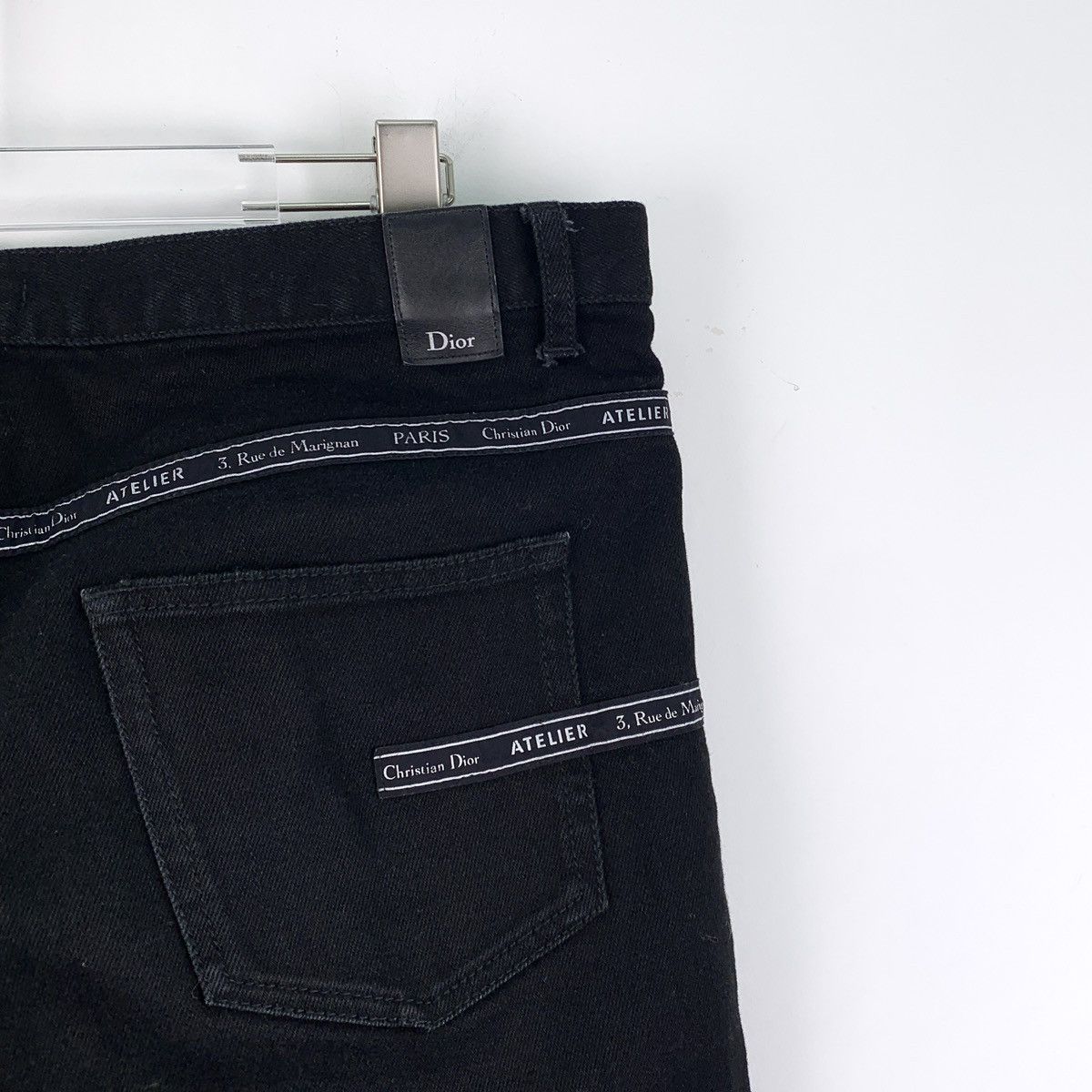 Dior Dior Black Logo Letter Trim Cotton Denim Casual Pants K26WX Size 33" - 5 Thumbnail