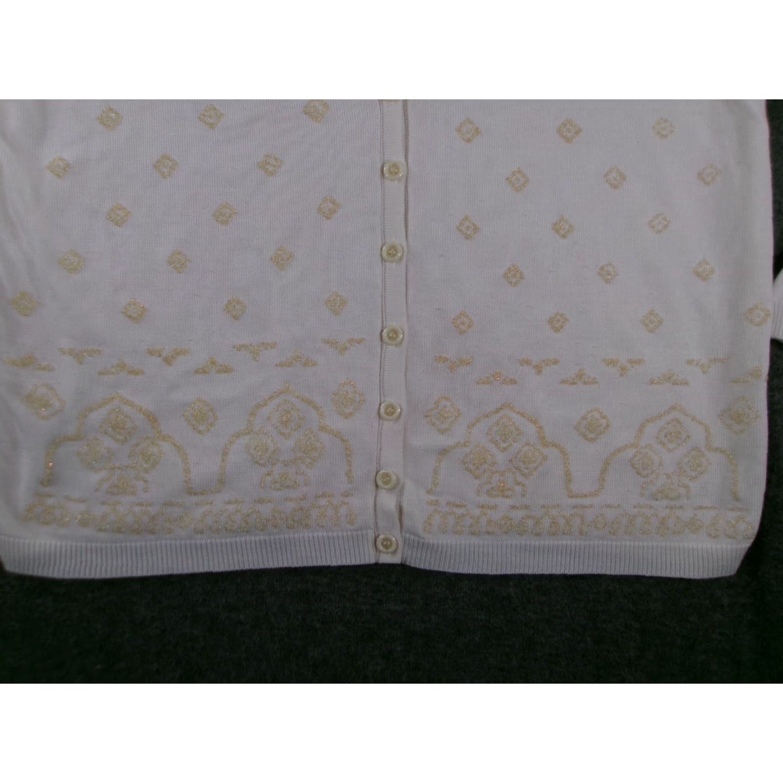 Vintage VINTAGE Alfred Dunner Sweater Women 1X White Beaded Boho Cardigan 80s 90s Grandma Knit Long Sleeve V-Neck Fashion Womens Size XL / US 12-14 / IT 48-50 - 3 Thumbnail