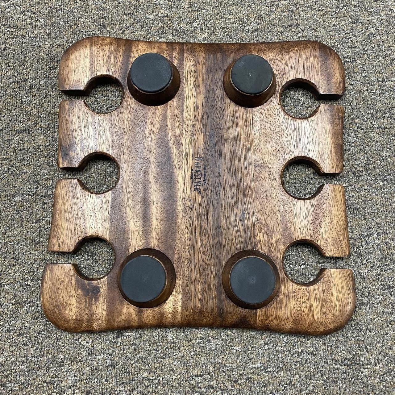 Designer Wooden Wine Serving Tray - Glass Holder Size ONE SIZE - 5 Thumbnail