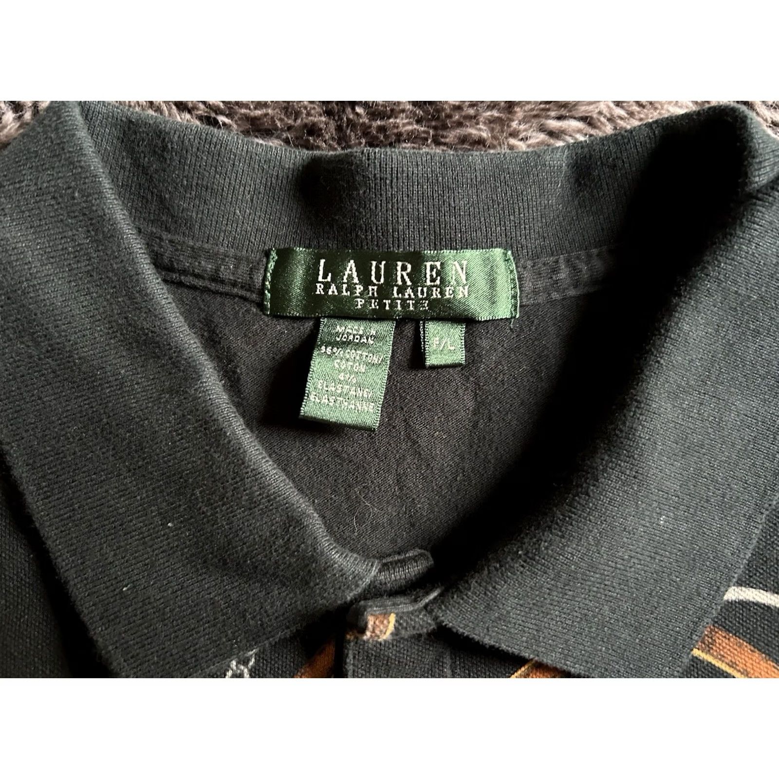 Ralph Lauren VINTAGE Ralph Lauren Black Equestrian Bridle Print Polo T-Shirt Petite L Womens Size L / US 10 / IT 46 - 3 Thumbnail