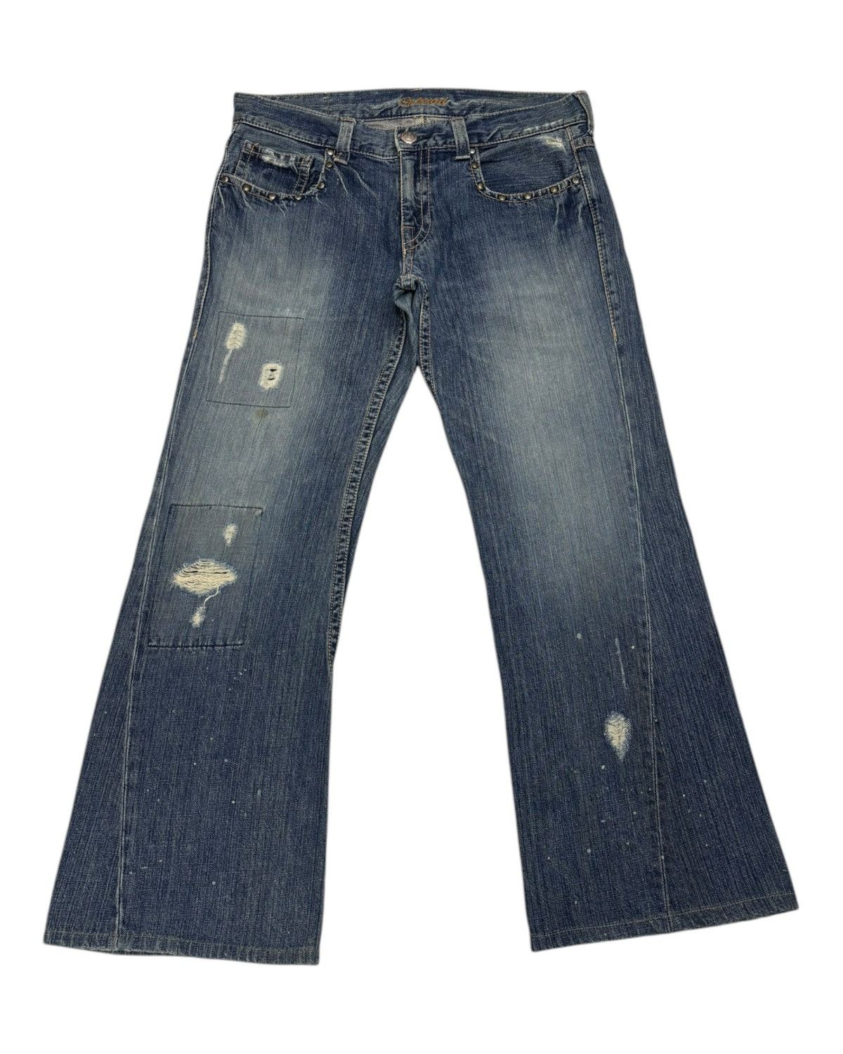 Hysteric Glamour × Japanese Brand Vintage ON BOARD Flared Baggy Distressed Denim Jeans Size US 35 - 1 Thumbnail