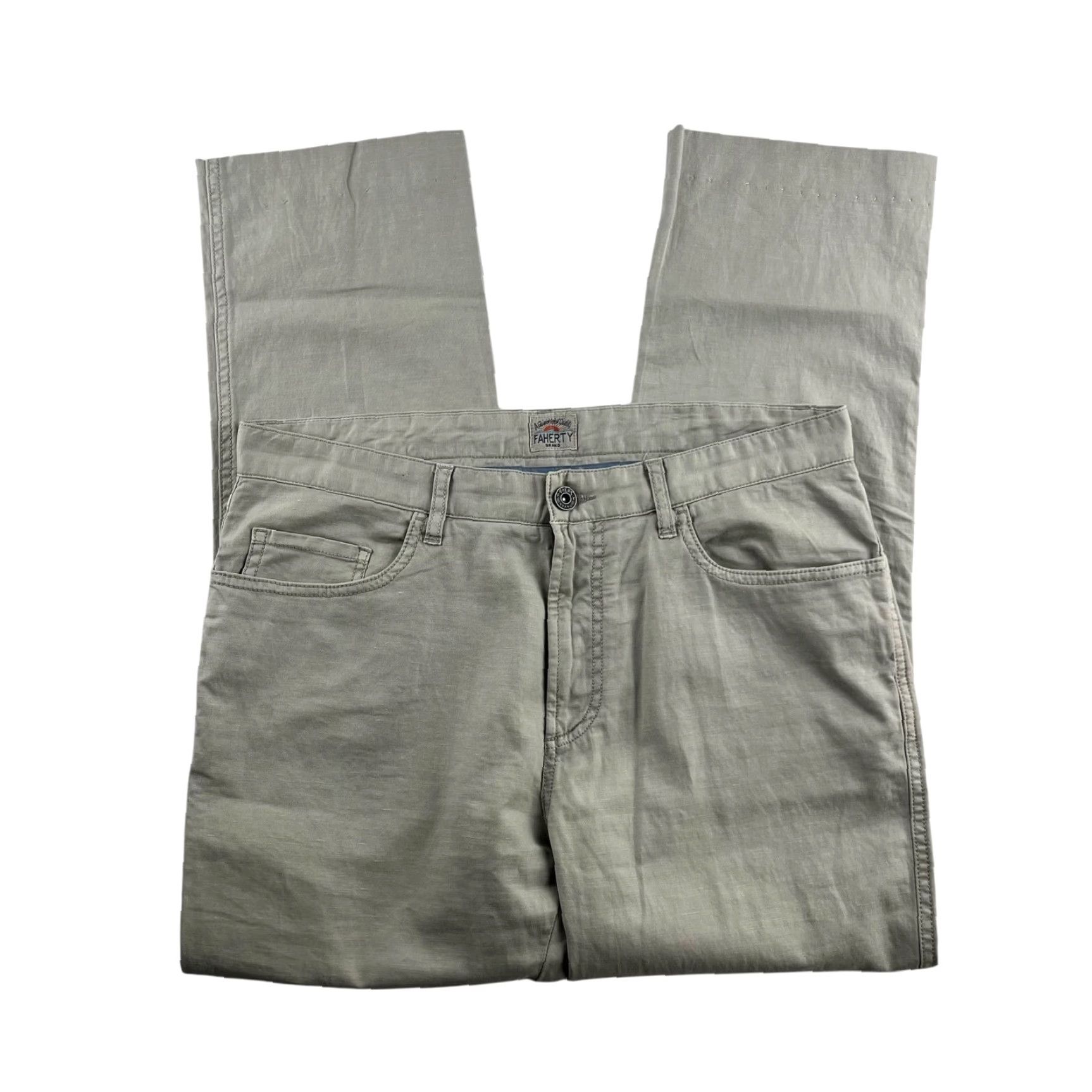 Faherty Faherty Men’s Pants Gray 5-Pocket Chino Cotton Blend 32x27 Mens Pants Regular Straight 5-Pocket Design Front Flat Front Casual/* Size US 32 / EU 48 - 2 Thumbnail