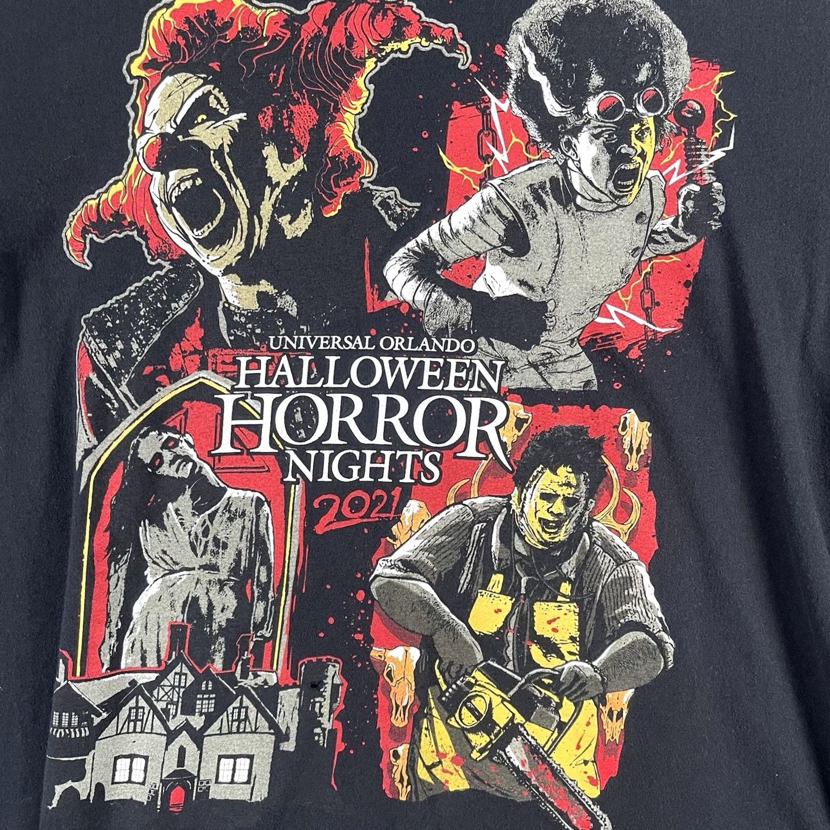 Vintage Universal Studios Halloween Horror Nights Leatherface 2021 T-Shirt Large Black Mens Size US L / EU 52-54 / 3 - 2 Thumbnail