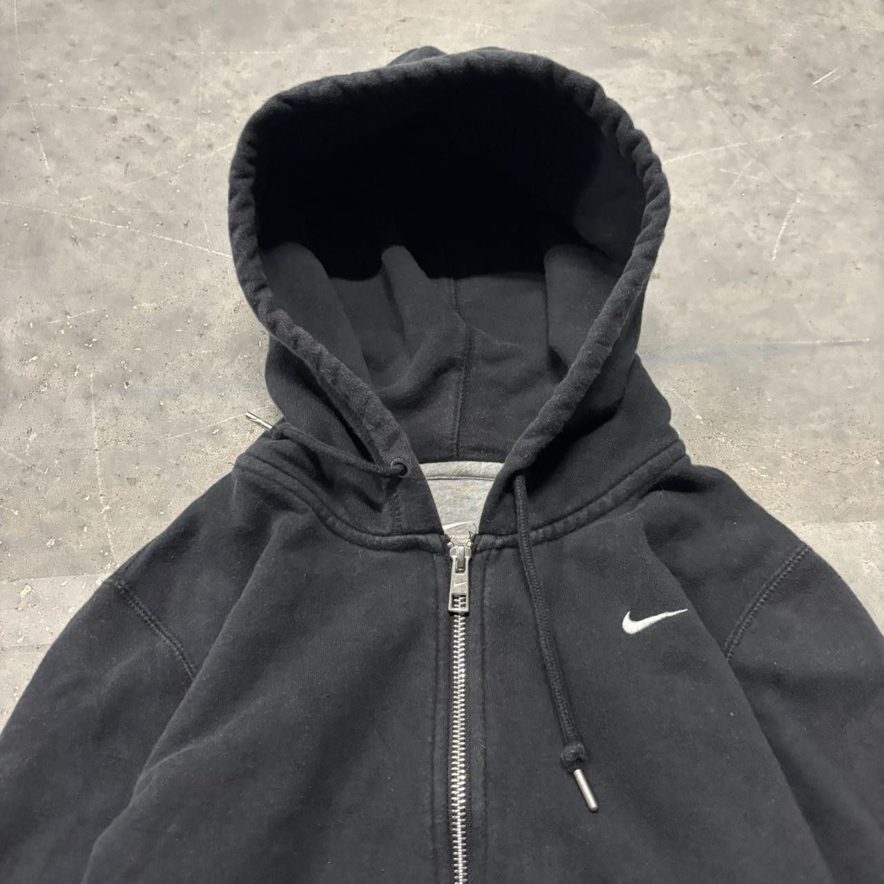 Nike × Vintage Crazy Vintage Y2K/2000s Black Nike Swoosh Zip Up Hoodie! Size S / US 4 / IT 40 - 2 Thumbnail