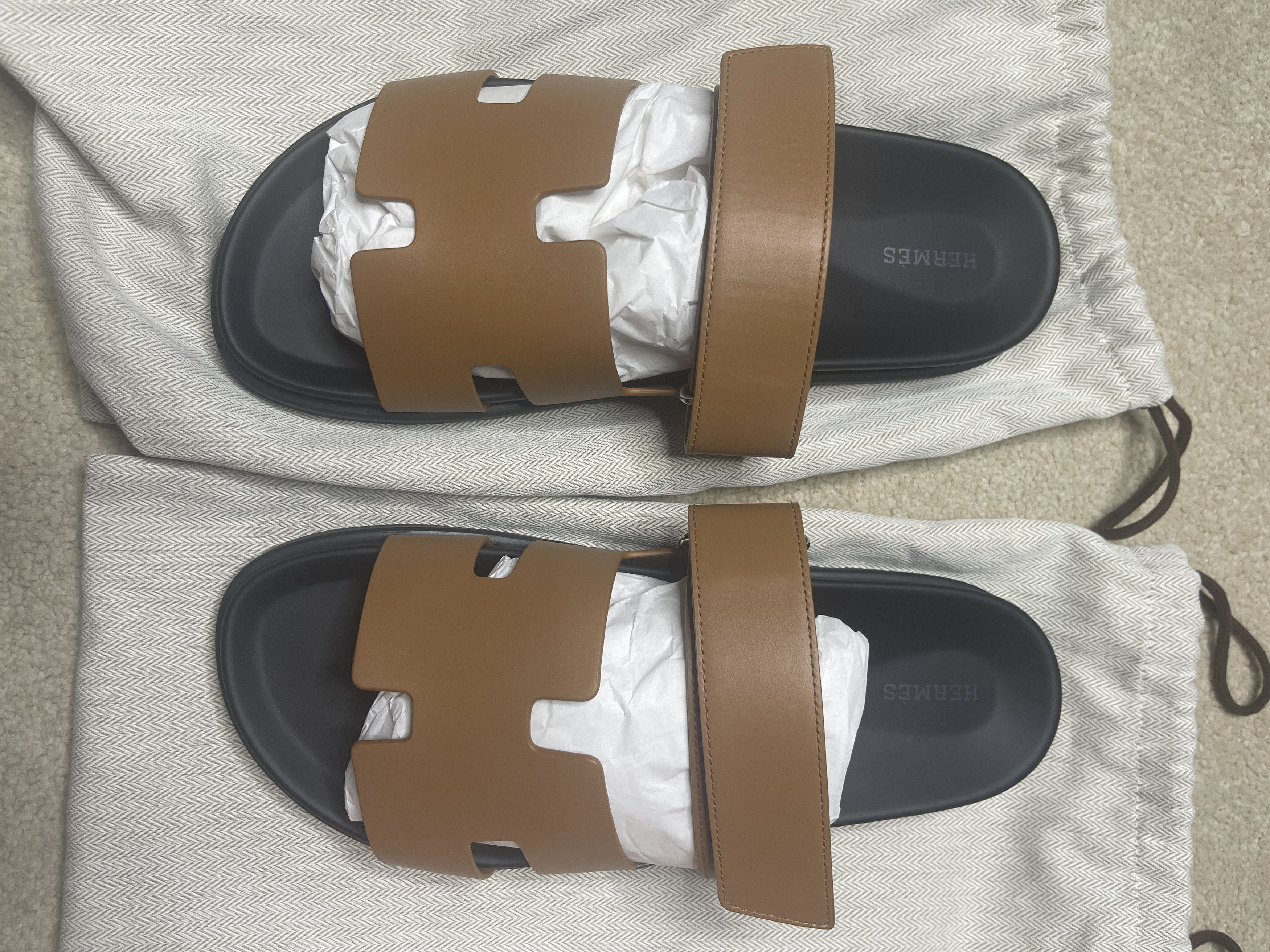 Hermes Hermès Brand New, Unworn Men's Chypre sandals - Gold Size US 10 / EU 43 - 4 Thumbnail