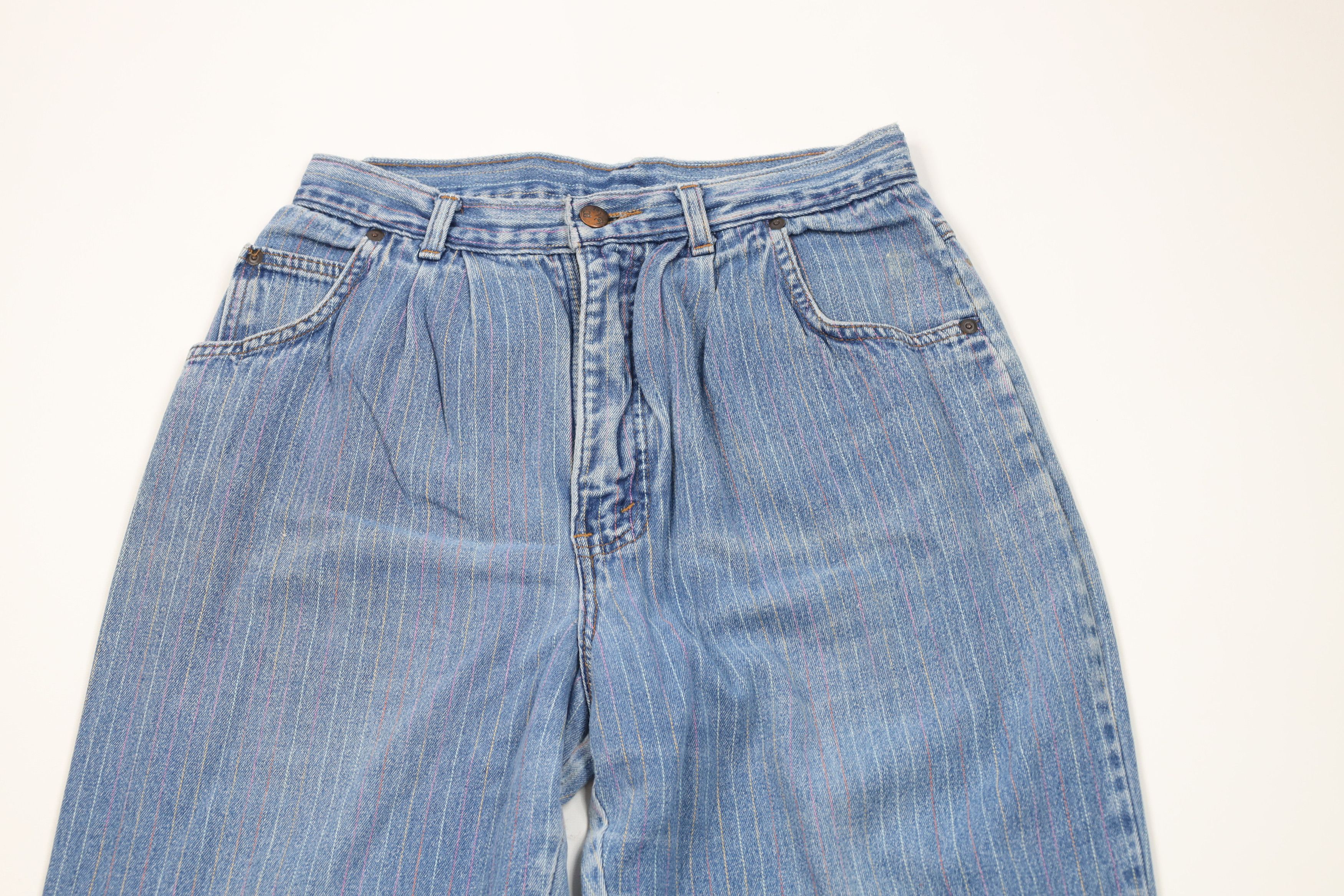 Vintage Vintage 90s Streetwear Rainbow Striped Tapered Jeans USA Size 38" / US 16 / IT 52 - 2 Thumbnail