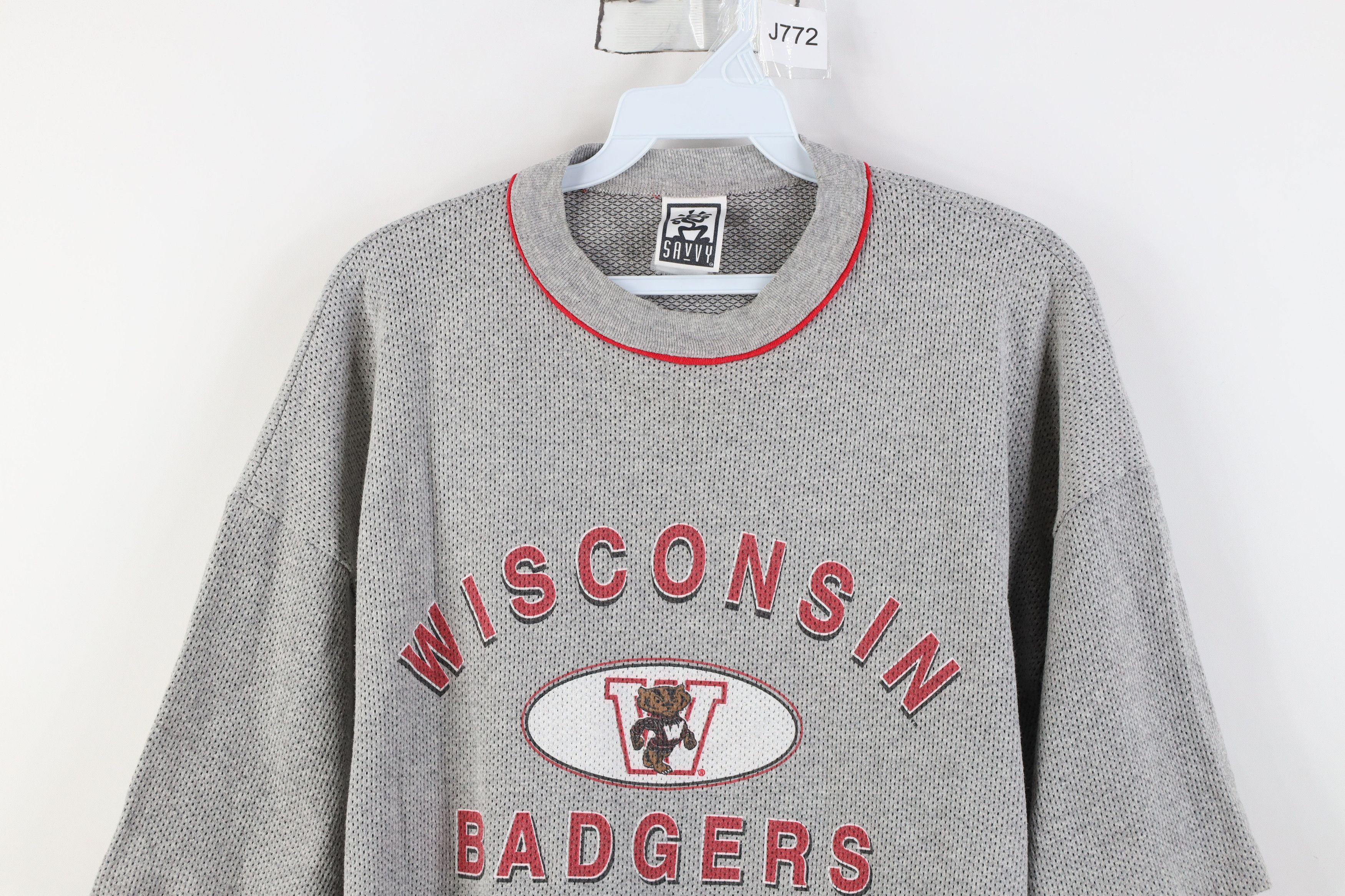 Vintage Vintage 90s University of Wisconsin Badgers Mesh T-Shirt Size US XL / EU 56 / 4 - 2 Thumbnail