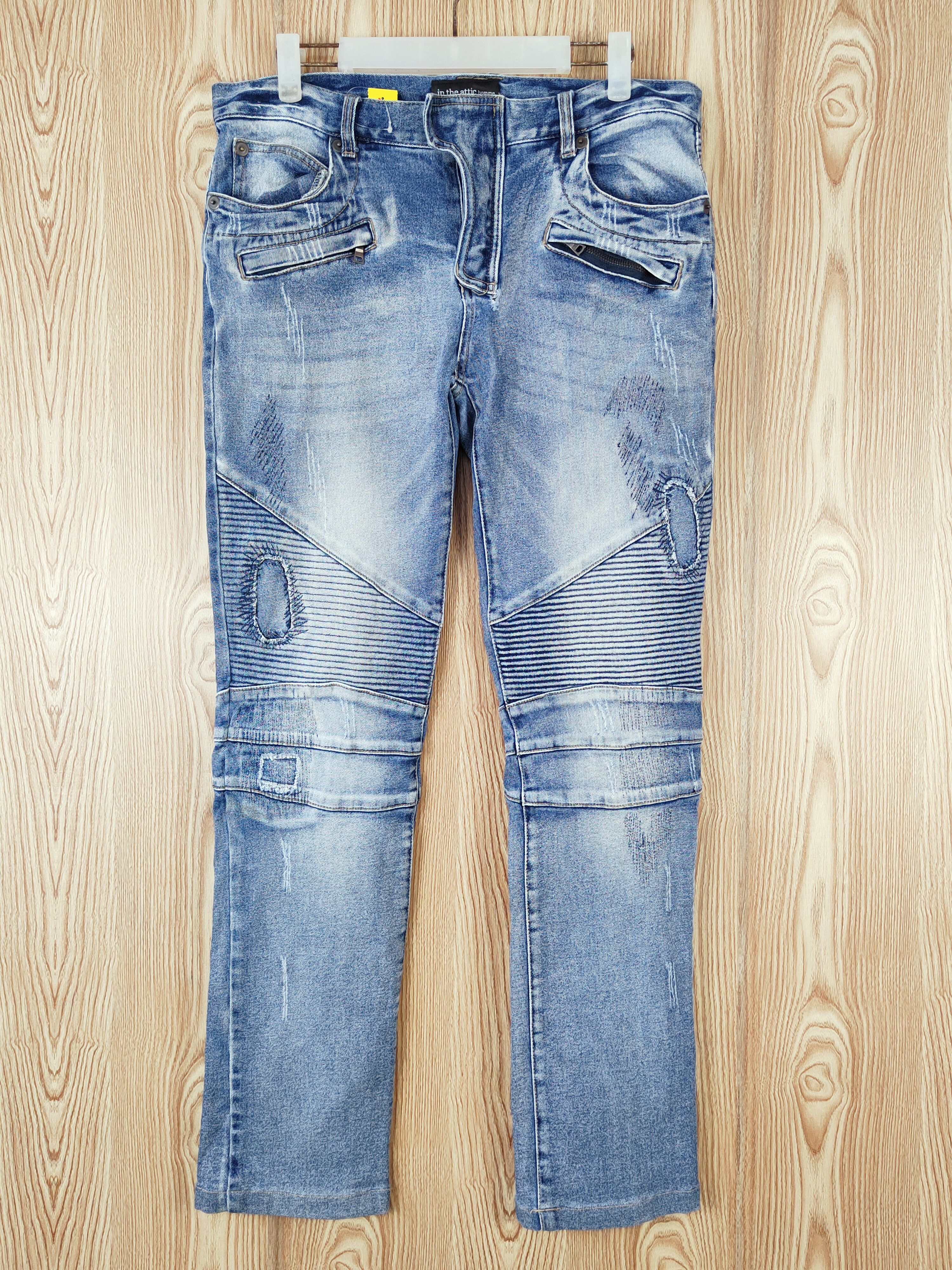 In the attic Distressed Ripped bikers denim Jeans #W491